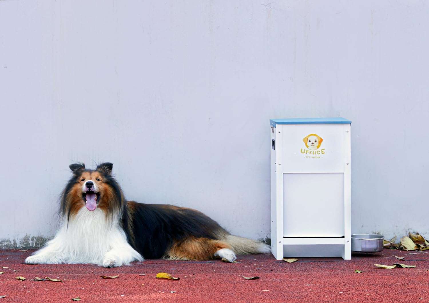 Comedero para perros grandes de acero galvanizado capacidad 11 kilos con sistema de gravedad y cierre magnetico.