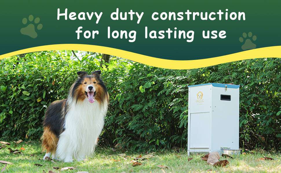 Comedero para perros grandes de acero galvanizado capacidad 11 kilos con sistema de gravedad y cierre magnetico.