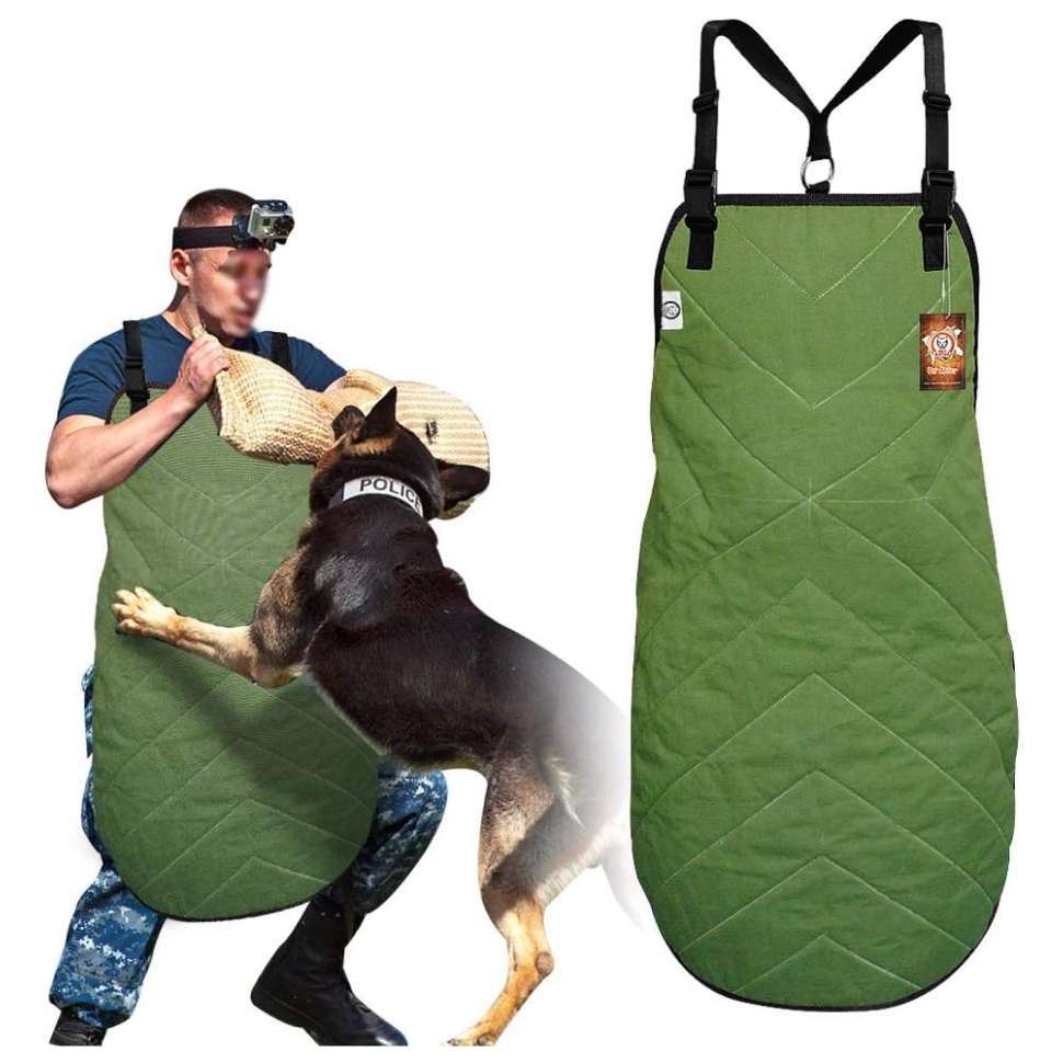 Delantal de adiestramiento canino antiarañazos y ajustable para entrenador de perros. Peto de lona resistente para proteccion.