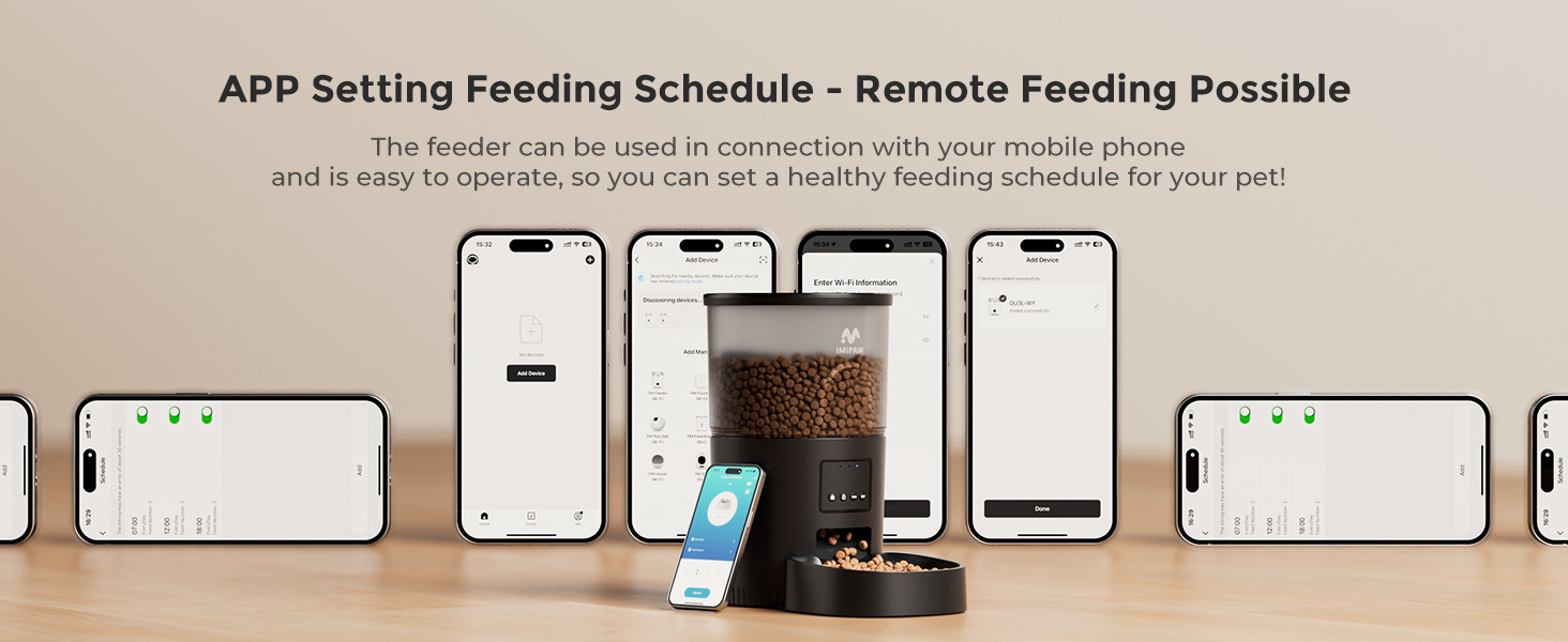 Kit de 1.3 kg y 3 litros con WiFi. Permite programar raciones exactas, incluye filtracion de agua avanzada, respaldo de bateria y control total desde el celular para tu mascota.