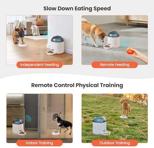 Educador inteligente blanco para perros con boton remoto inalambrico y sistema de premios para reducir ansiedad y mejorar inteligencia.