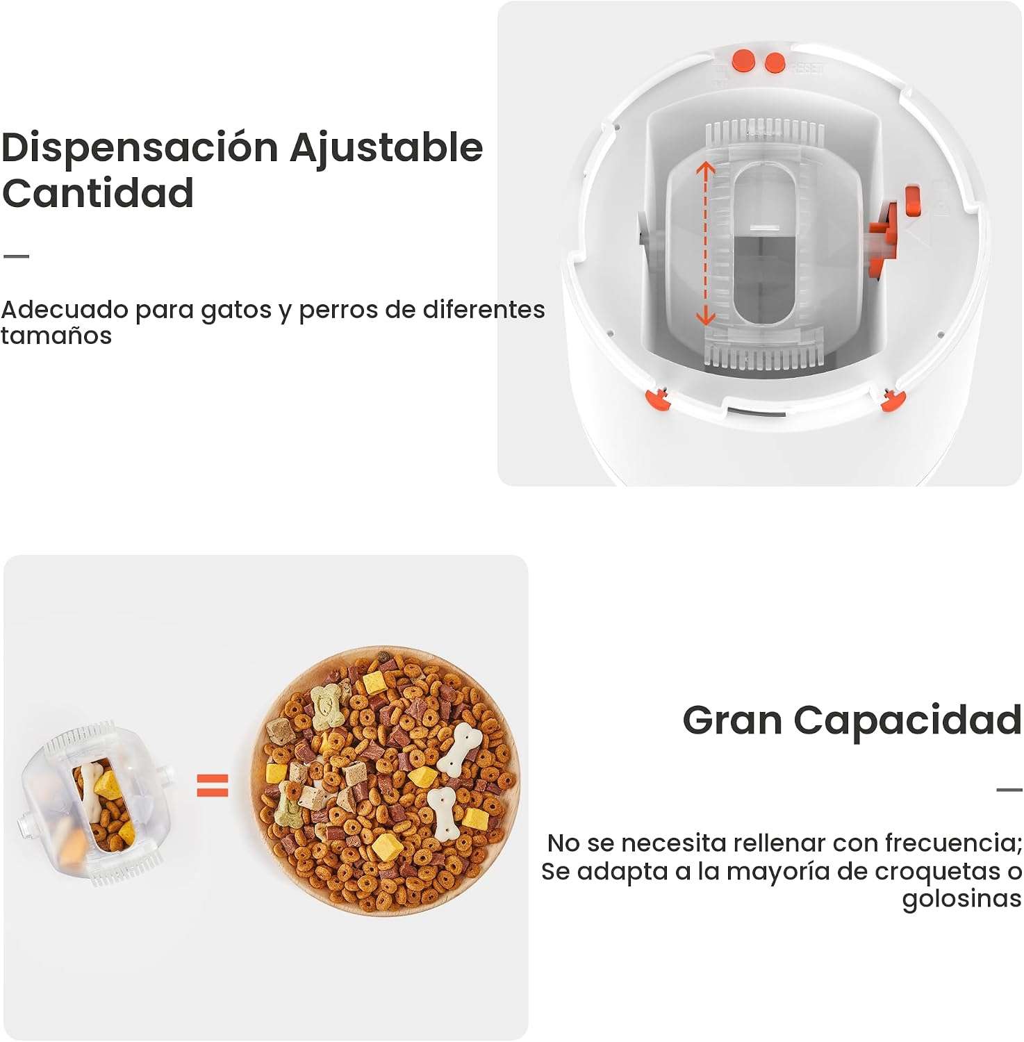 Educador inteligente blanco para perros con boton remoto inalambrico y sistema de premios para reducir ansiedad y mejorar inteligencia.