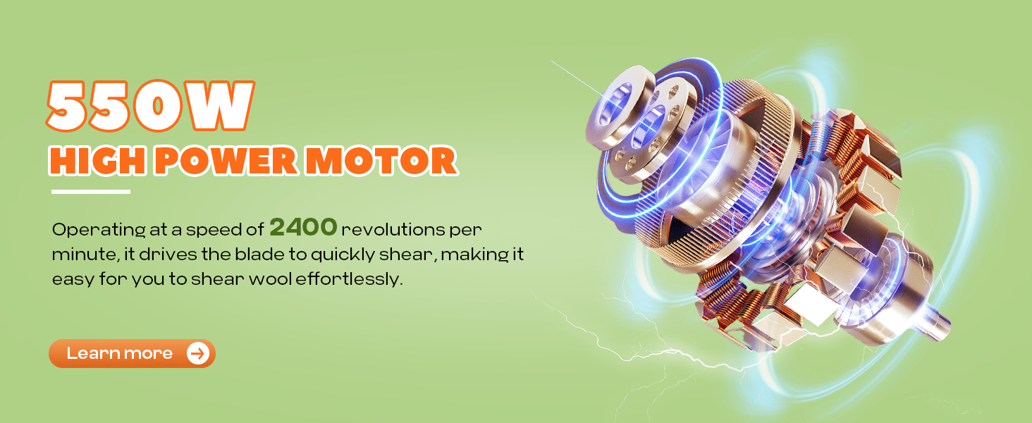 Esquiladora inalambrica de 550W para ovejas y alpacas con 2 baterias de 4000 mAh y maletin de transporte.