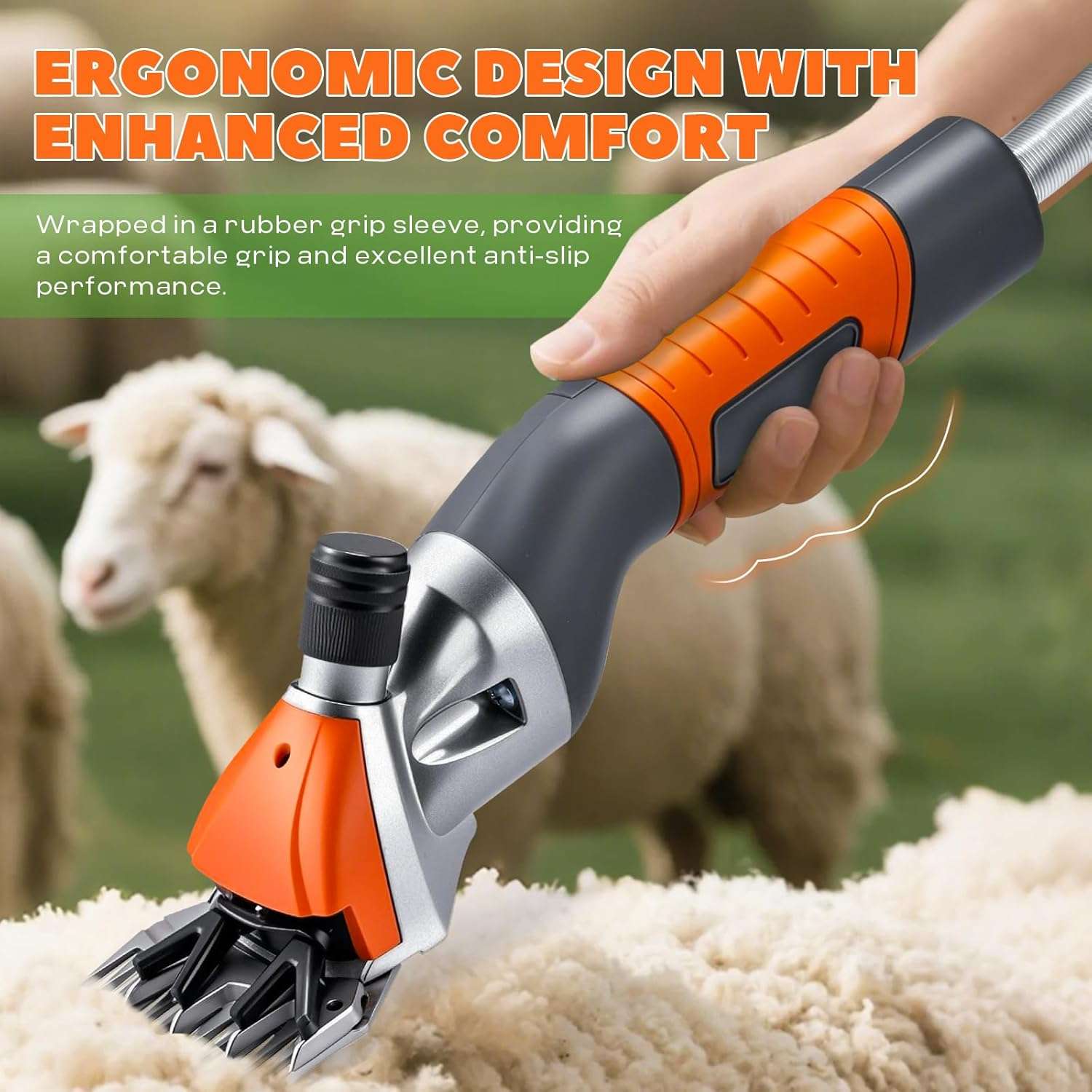 Esquiladora de ovejas y alpacas de 1000W con motor colgante y eje flexible. Kit profesional con cuchillas de acero.