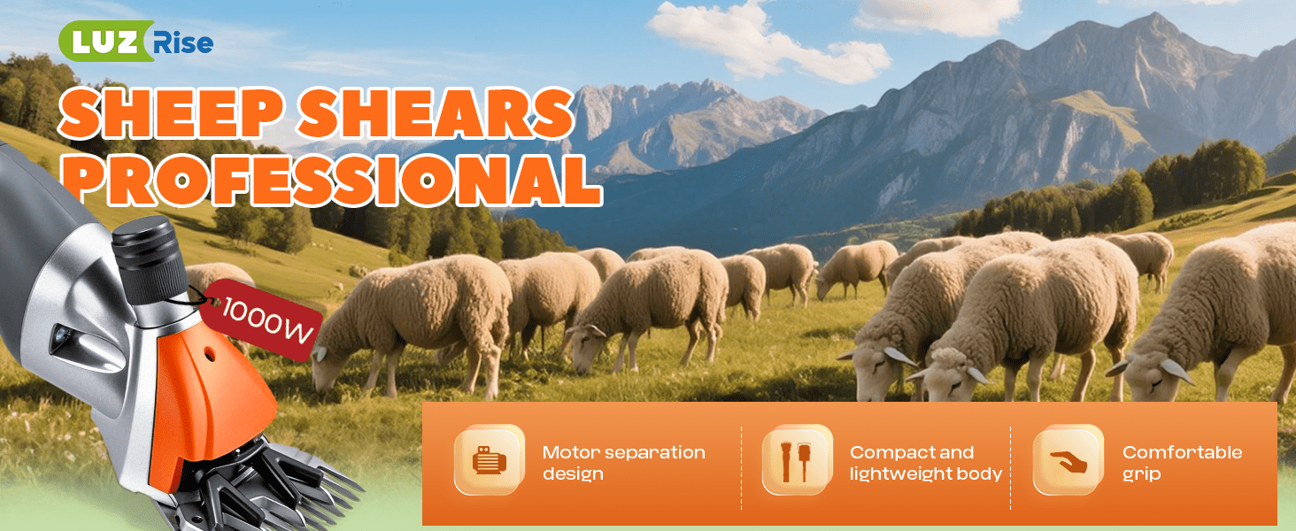 Esquiladora de ovejas y alpacas de 1000W con motor colgante y eje flexible. Kit profesional con cuchillas de acero.