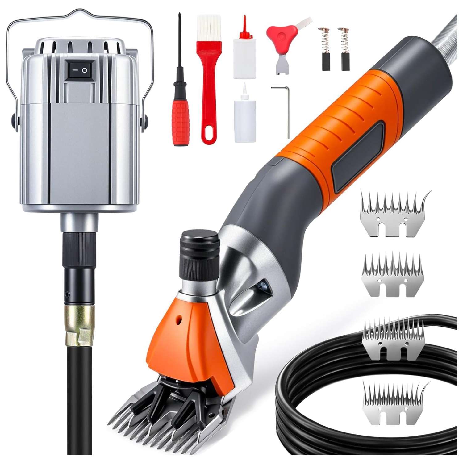 Esquiladora de ovejas y alpacas de 1000W con motor colgante y eje flexible. Kit profesional con cuchillas de acero.