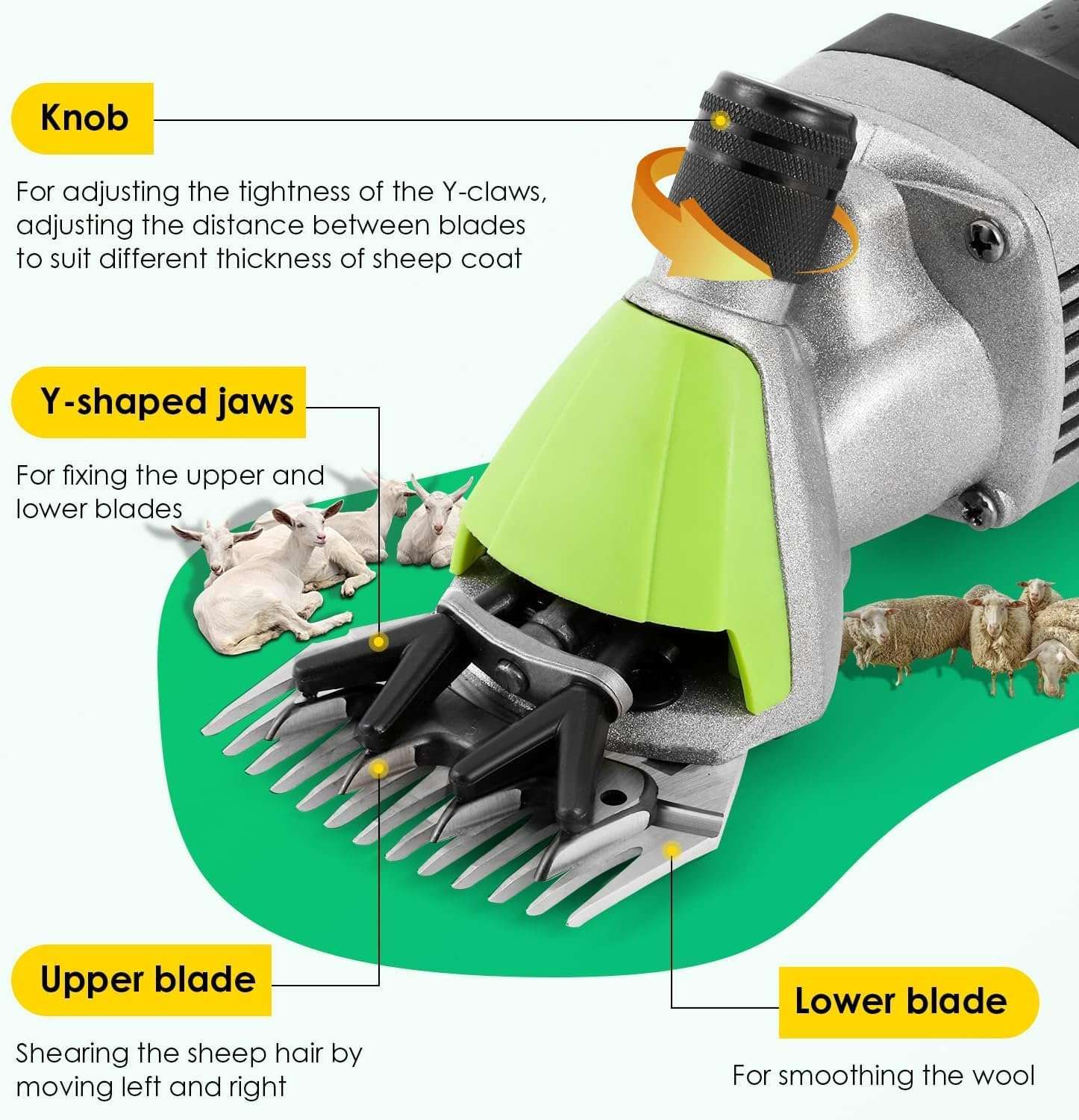 Esquiladora de ovejas y alpacas de 850W con motor de cobre y maletin de transporte. Maquina profesional de 6 velocidades.