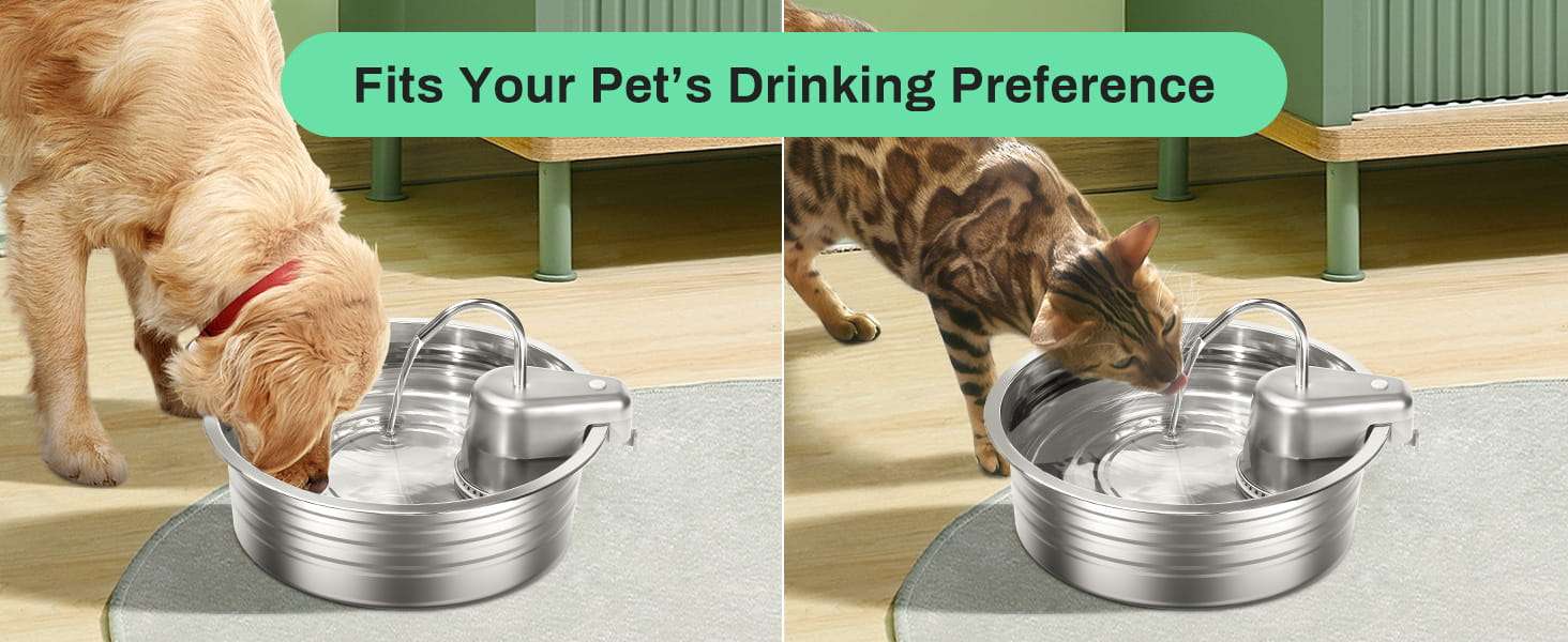 Fuente de agua de 4 litros acero inoxidable tipo grifo para gatos y perros pack con 6 filtros incluidos.