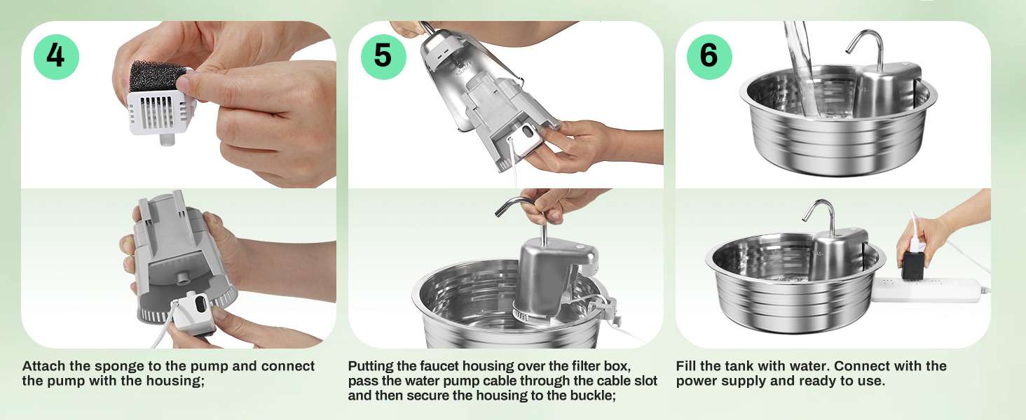 Fuente de agua de 4 litros acero inoxidable tipo grifo para gatos y perros pack con 6 filtros incluidos.