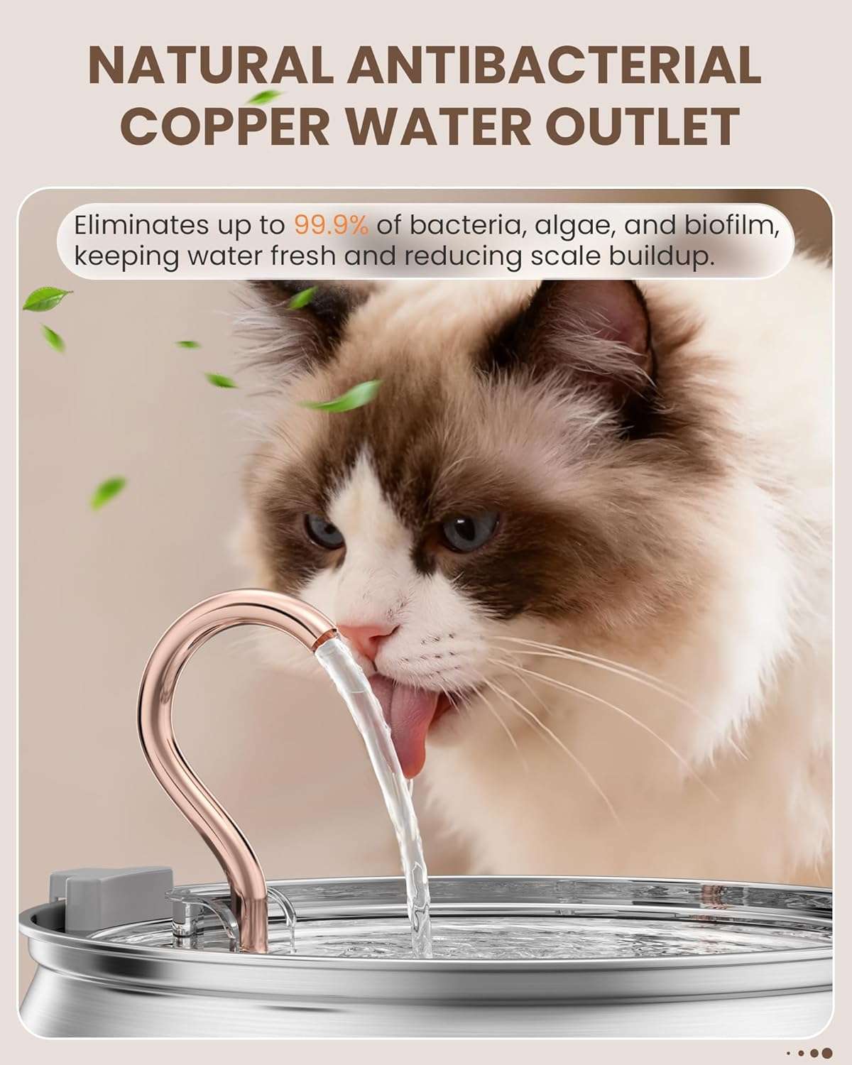 Fuente de agua de acero inoxidable de 4 litros para gatos y perros tipo grifo con filtro de carbon y bomba silenciosa.