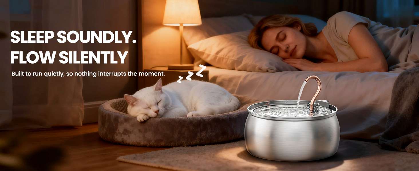 Fuente de agua de acero inoxidable de 4 litros para gatos y perros tipo grifo con filtro de carbon y bomba silenciosa.