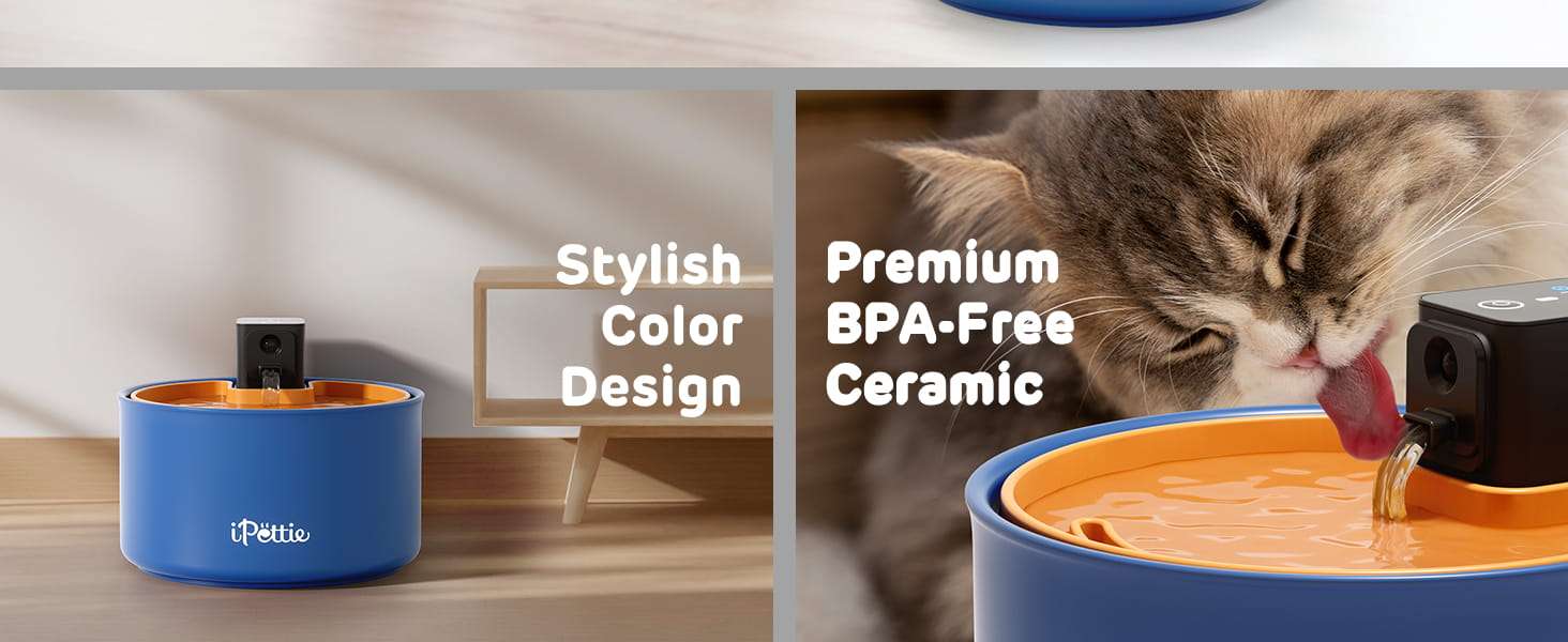 Fuente de agua de ceramica inalambrica 3.5 litros para gatos y perros con sensor de movimiento y bateria recargable.