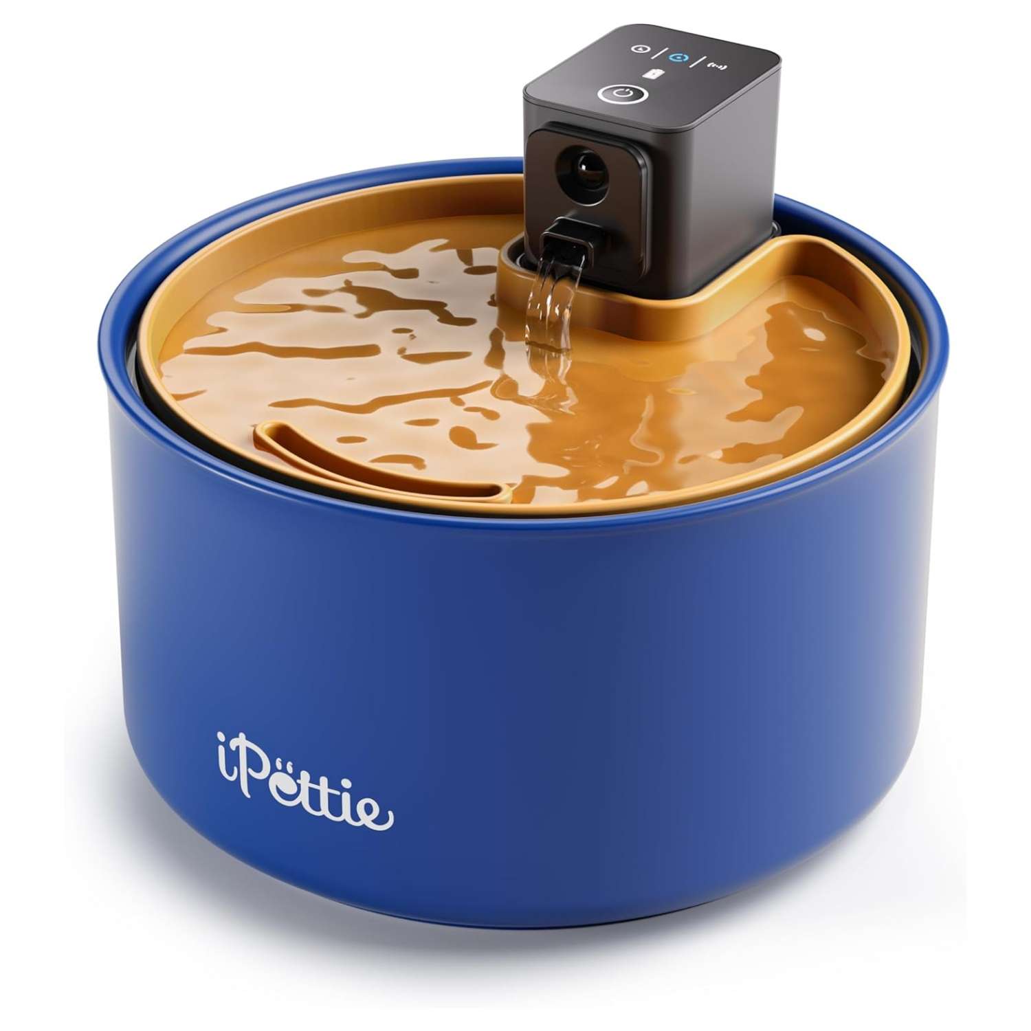 Fuente de agua de ceramica inalambrica 3.5 litros para gatos y perros con sensor de movimiento y bateria recargable.