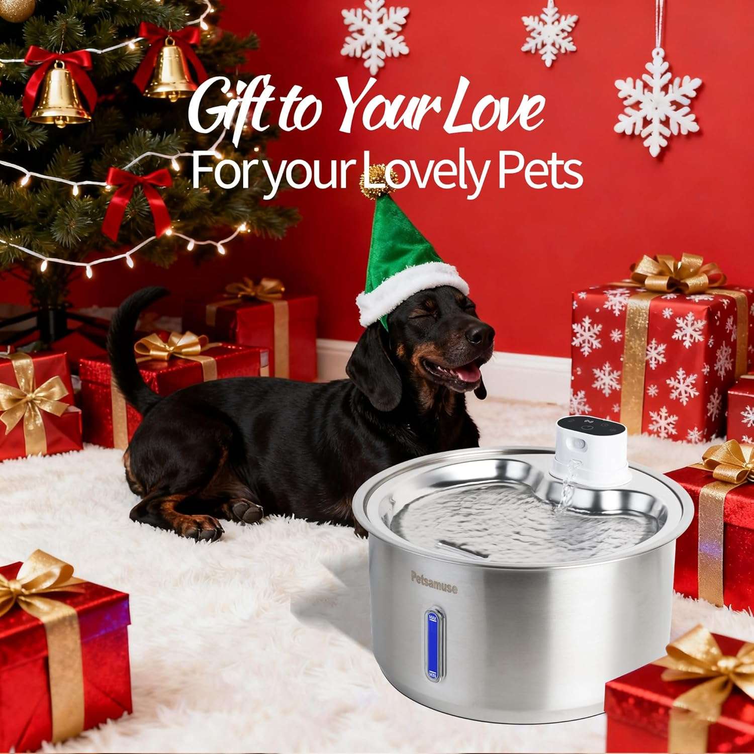 Fuente de agua inalambrica de acero inoxidable 11 litros con 15 filtros sensor de movimiento y bomba de repuesto para perros y gatos.