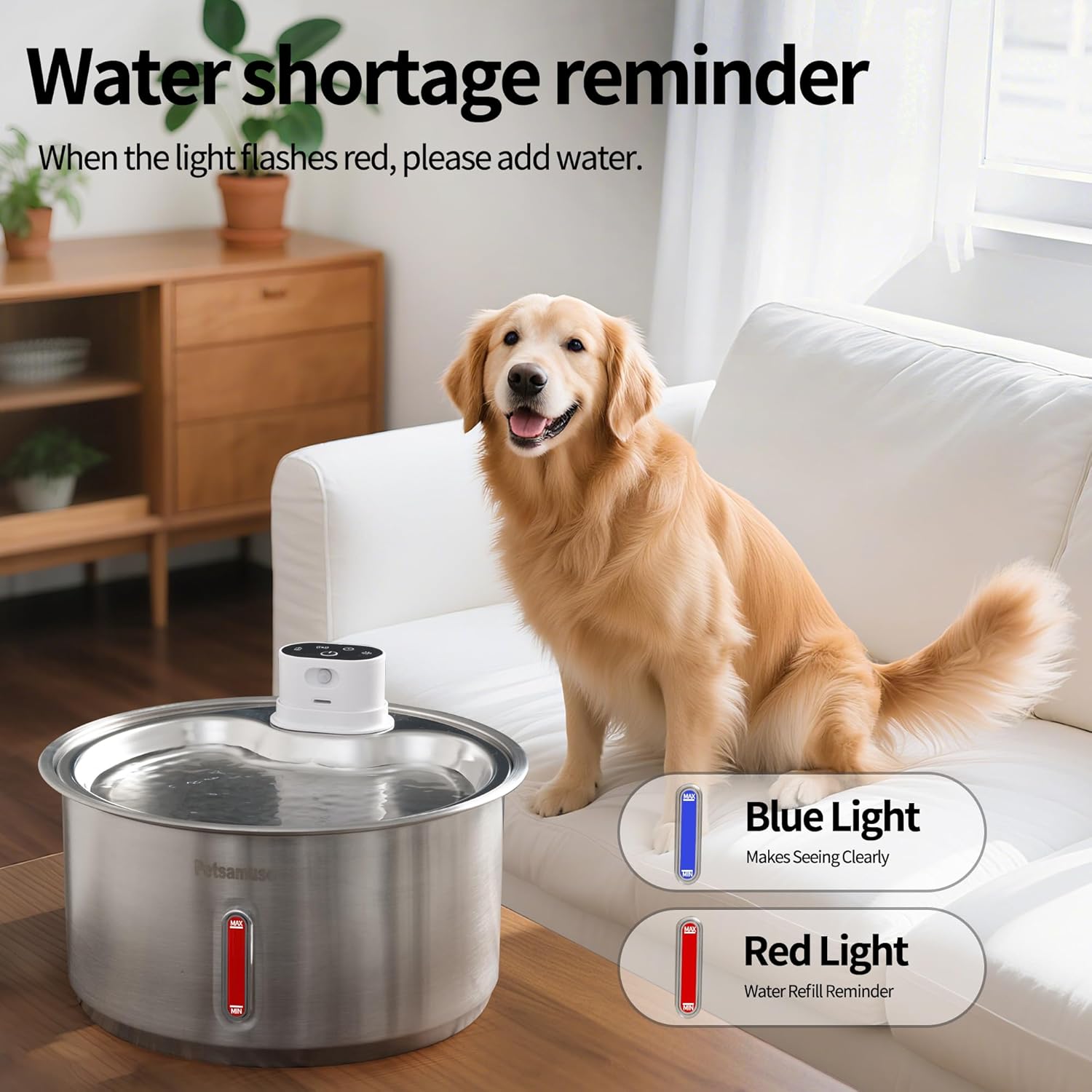 Fuente de agua inalambrica de acero inoxidable 11 litros con 15 filtros sensor de movimiento y bomba de repuesto para perros y gatos.