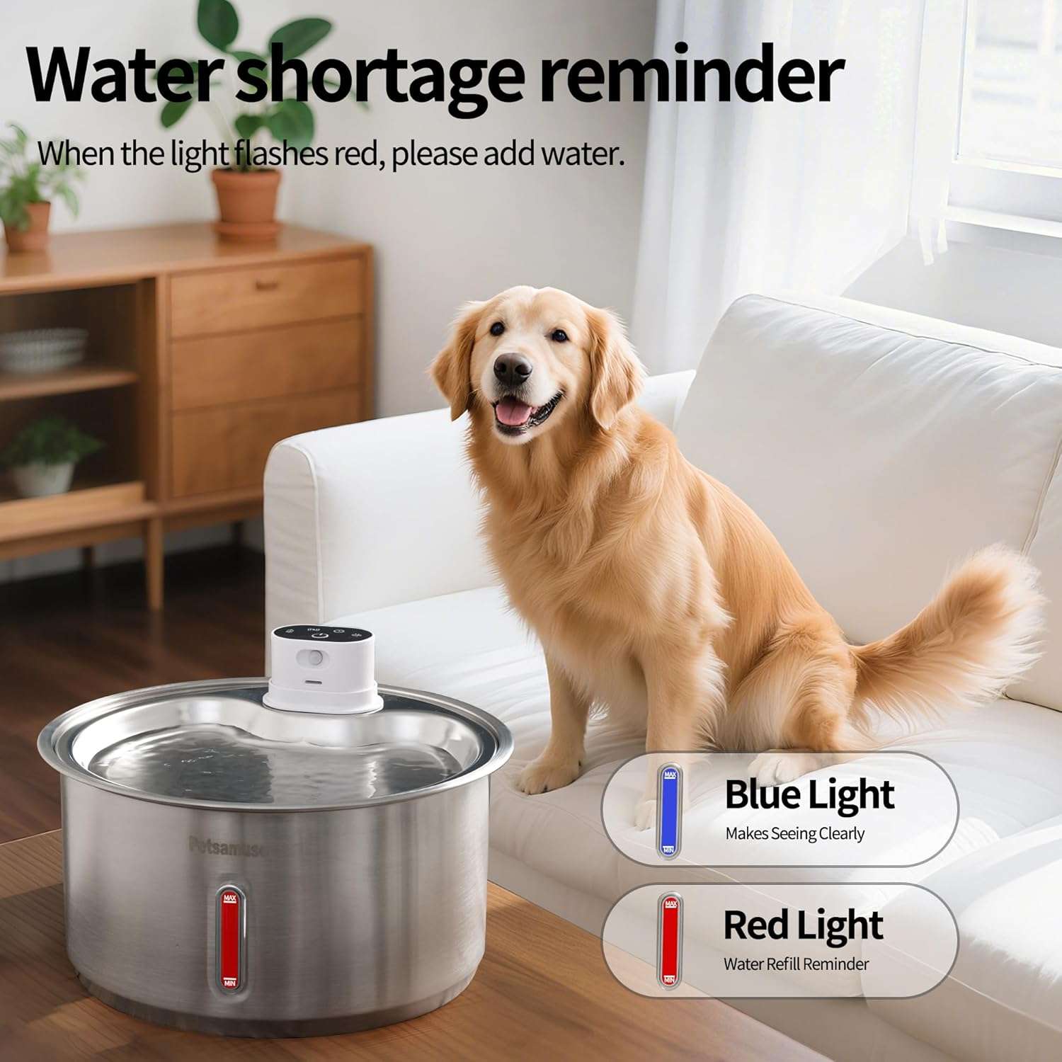 Fuente de agua inalambrica de acero inoxidable 11 litros con 15 filtros sensor de movimiento y bomba de repuesto para perros y gatos.