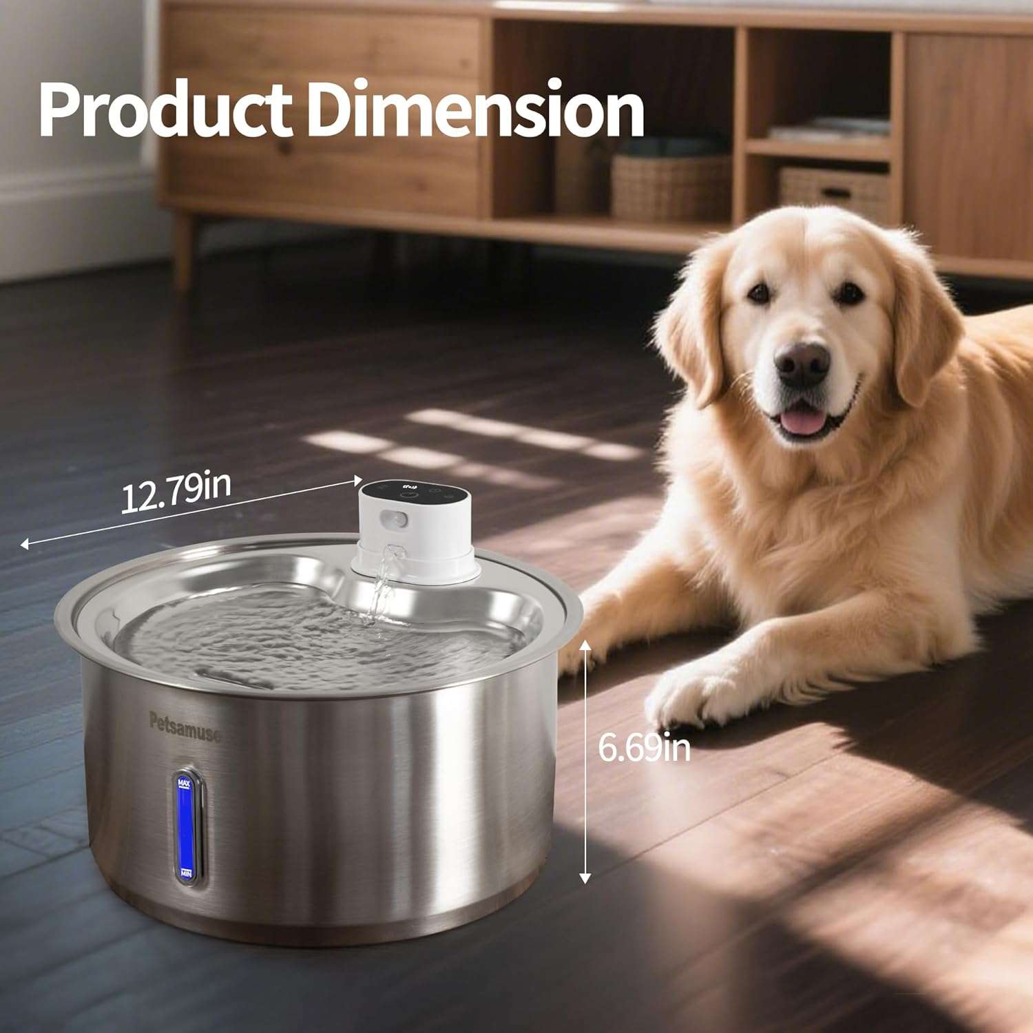 Fuente de agua inalambrica de acero inoxidable 11 litros con 15 filtros sensor de movimiento y bomba de repuesto para perros y gatos.