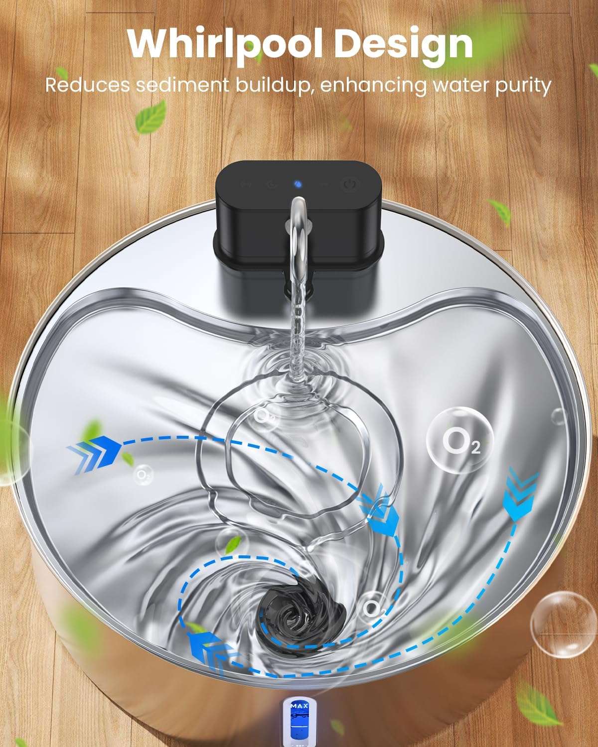 Fuente de agua inalambrica de acero inoxidable 12 litros para perros grandes y gatos con sensor de movimiento y bateria recargable.