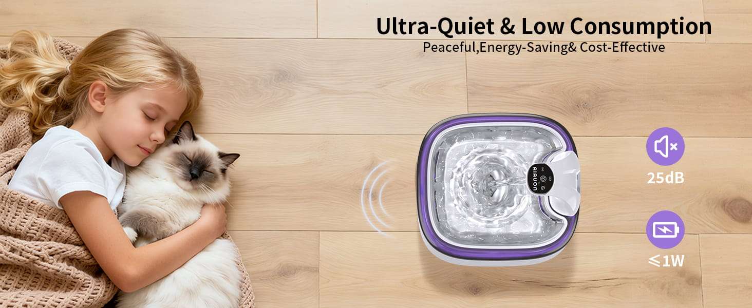 Fuente de agua inalambrica de 3.5 litros con bandeja de acero inoxidable sensor de movimiento y pack de 5 filtros incluidos.