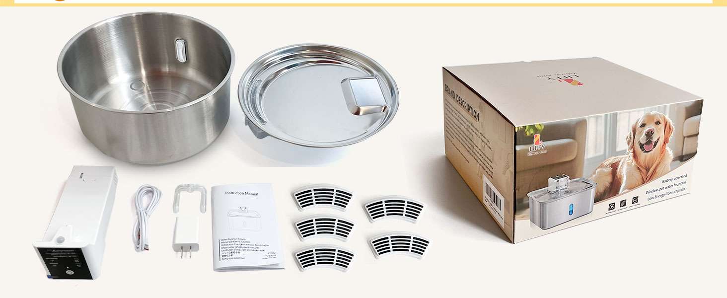 Fuente de Agua Inalambrica Acero Inoxidable 7 Litros Perros Grandes Sensor y Bateria - Imagen 10