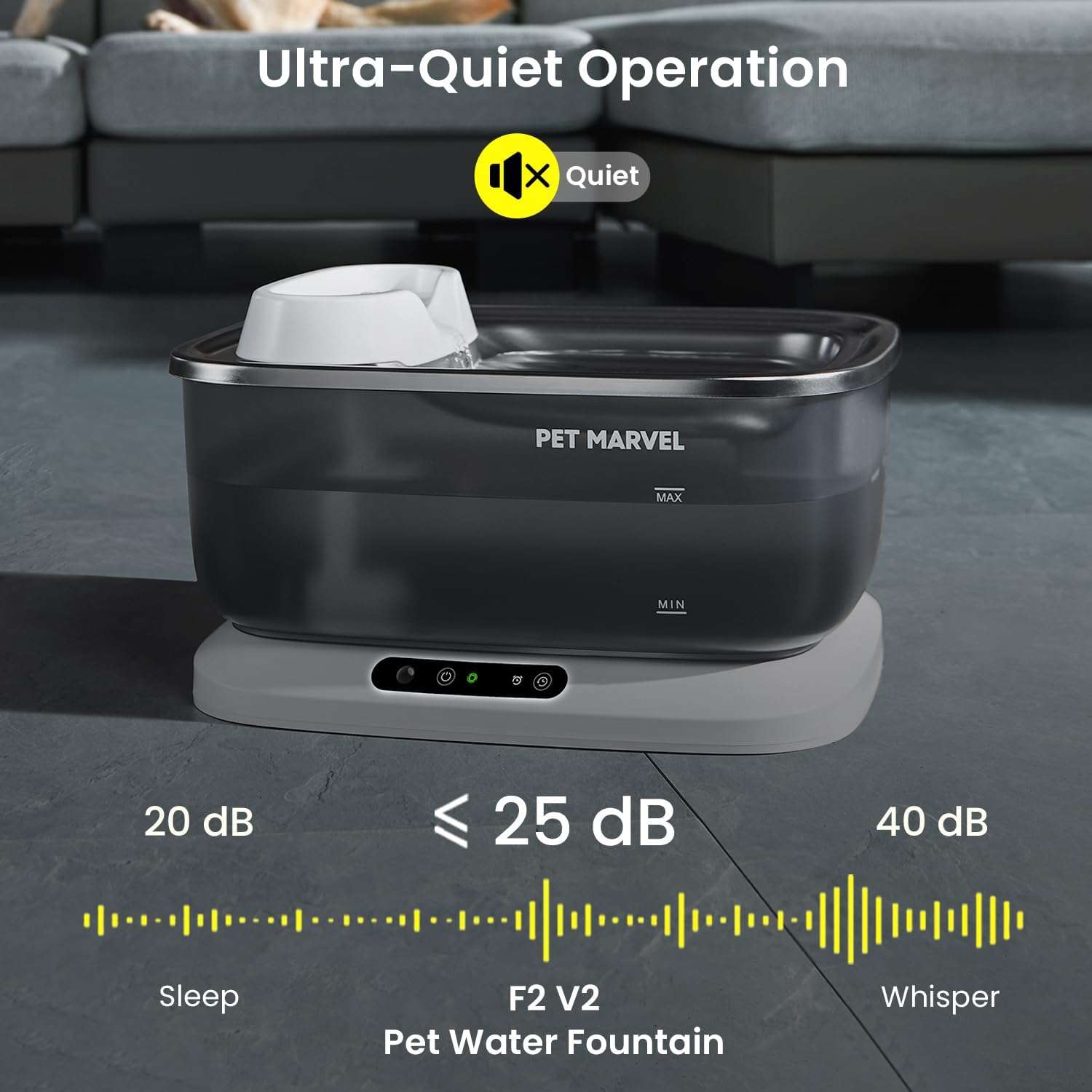 Fuente de agua inalambrica de 7 litros acero inoxidable con bomba inalambrica y sensor de movimiento para perros y gatos.