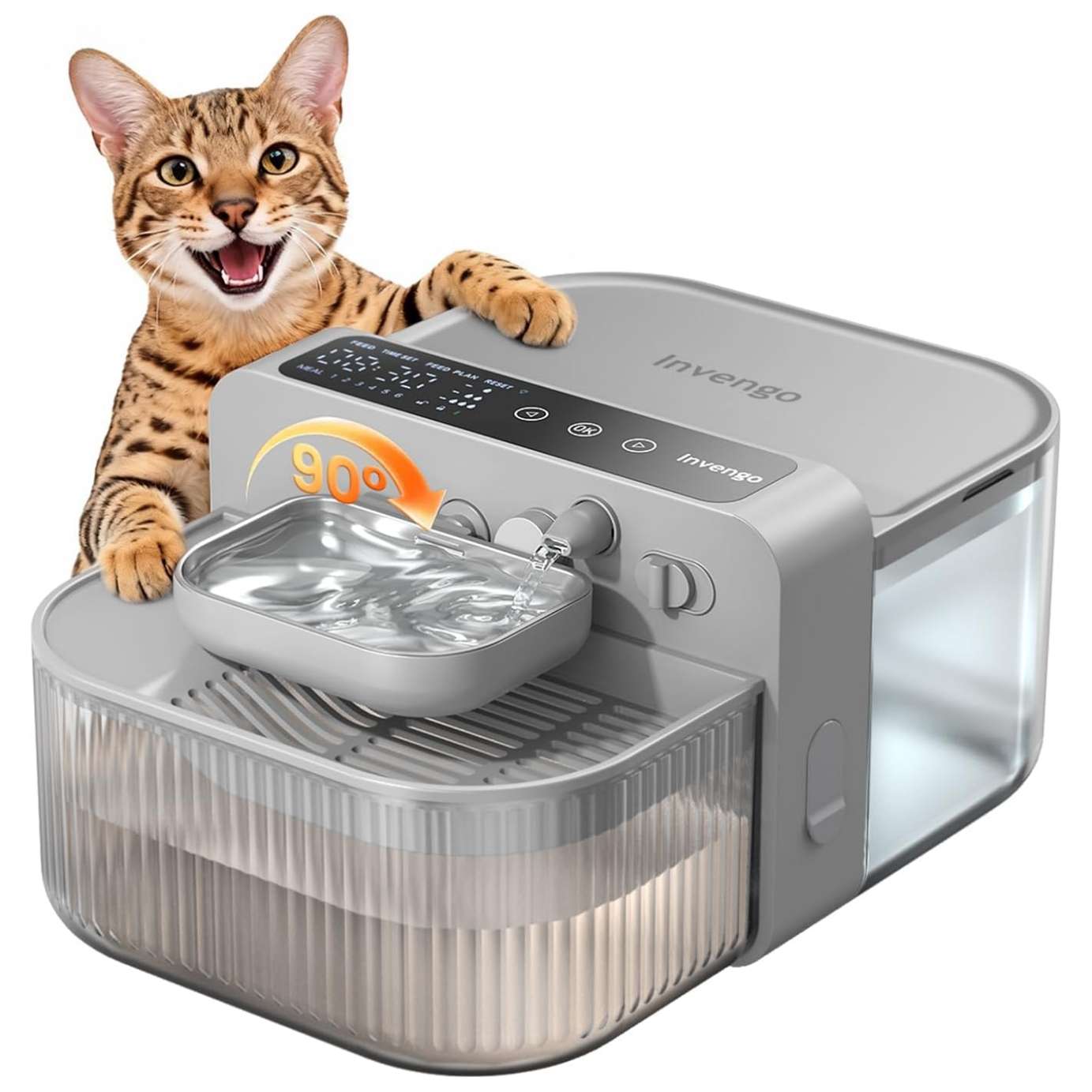 Fuente de agua inalambrica sin filtros de 3.5 litros acero inoxidable que separa el agua sucia de la limpia para perros y gatos.