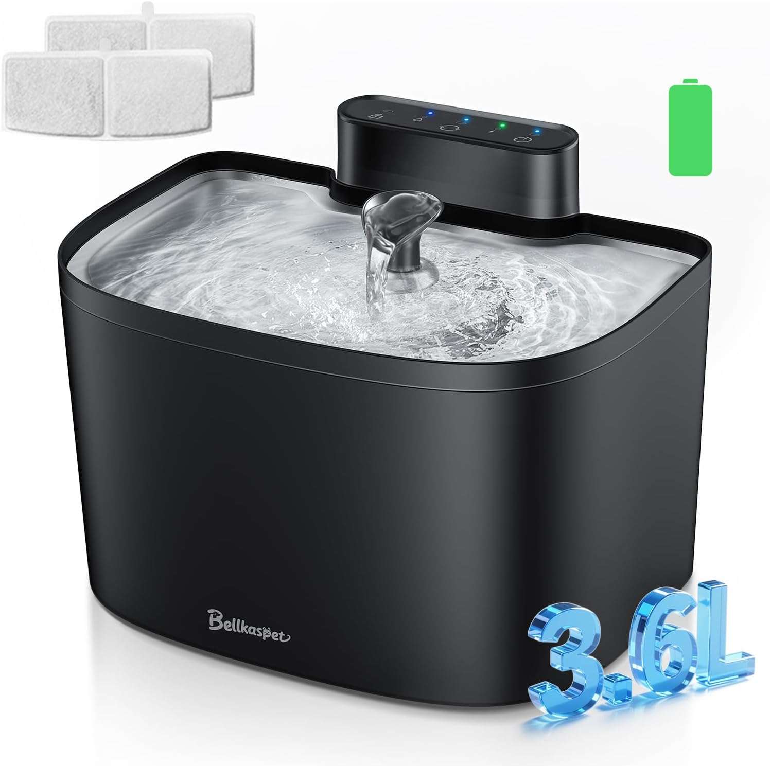 Fuente de Agua Inalambrica WiFi 3.6 Litros Gatos Control App y Acero Inoxidable + 8 Filtros - Imagen 9