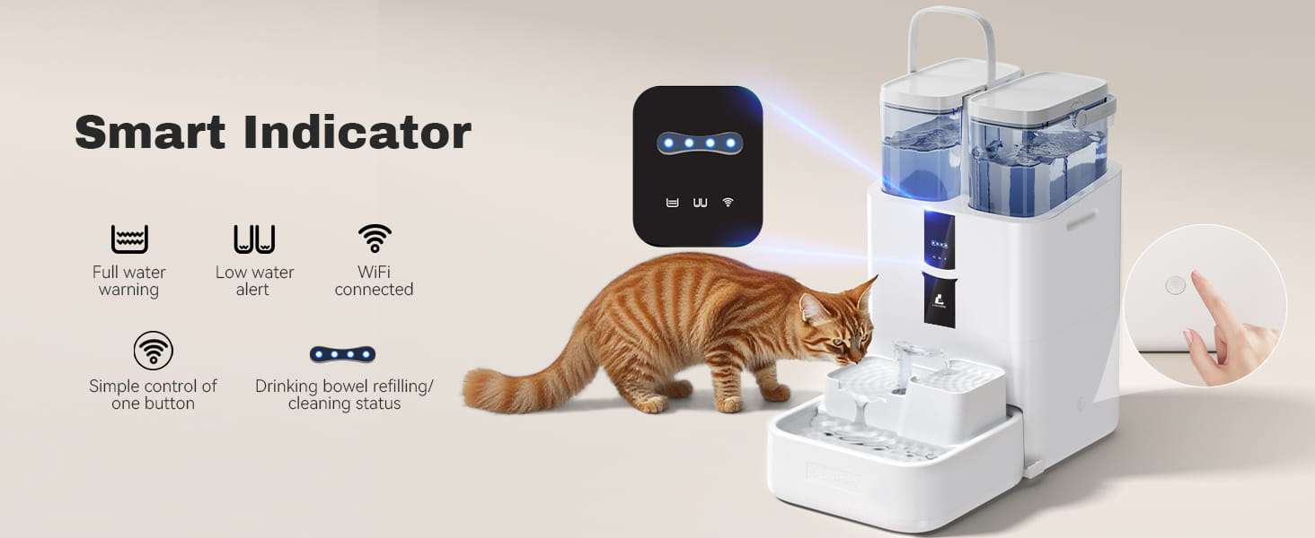 Fuente de agua inteligente Lalahome de 10 litros con WiFi 5G que separa el agua sucia y cultiva hierba gatera automaticamente.