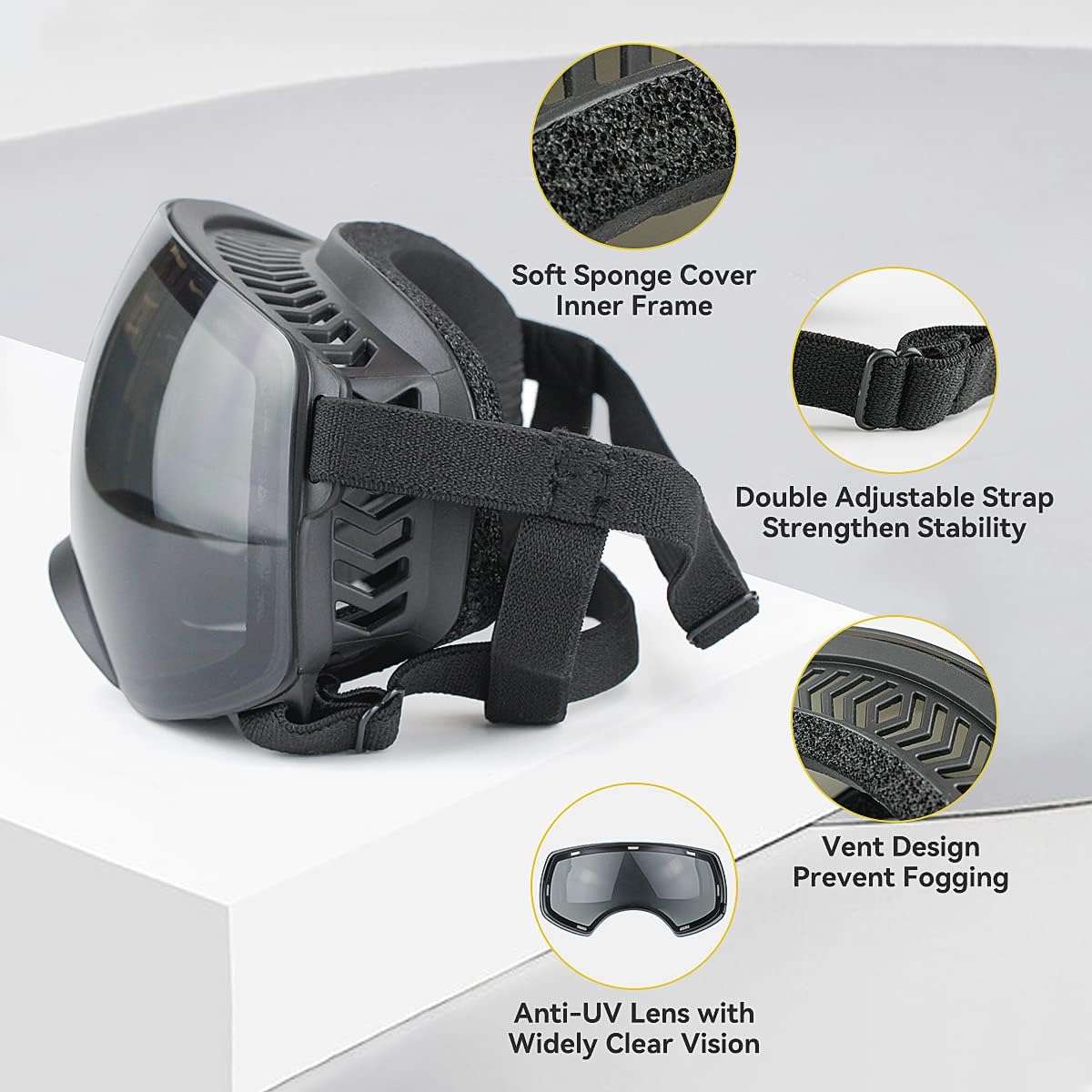 Gafas antiparras magneticas para perros medianos y grandes proteccion UV para moto.