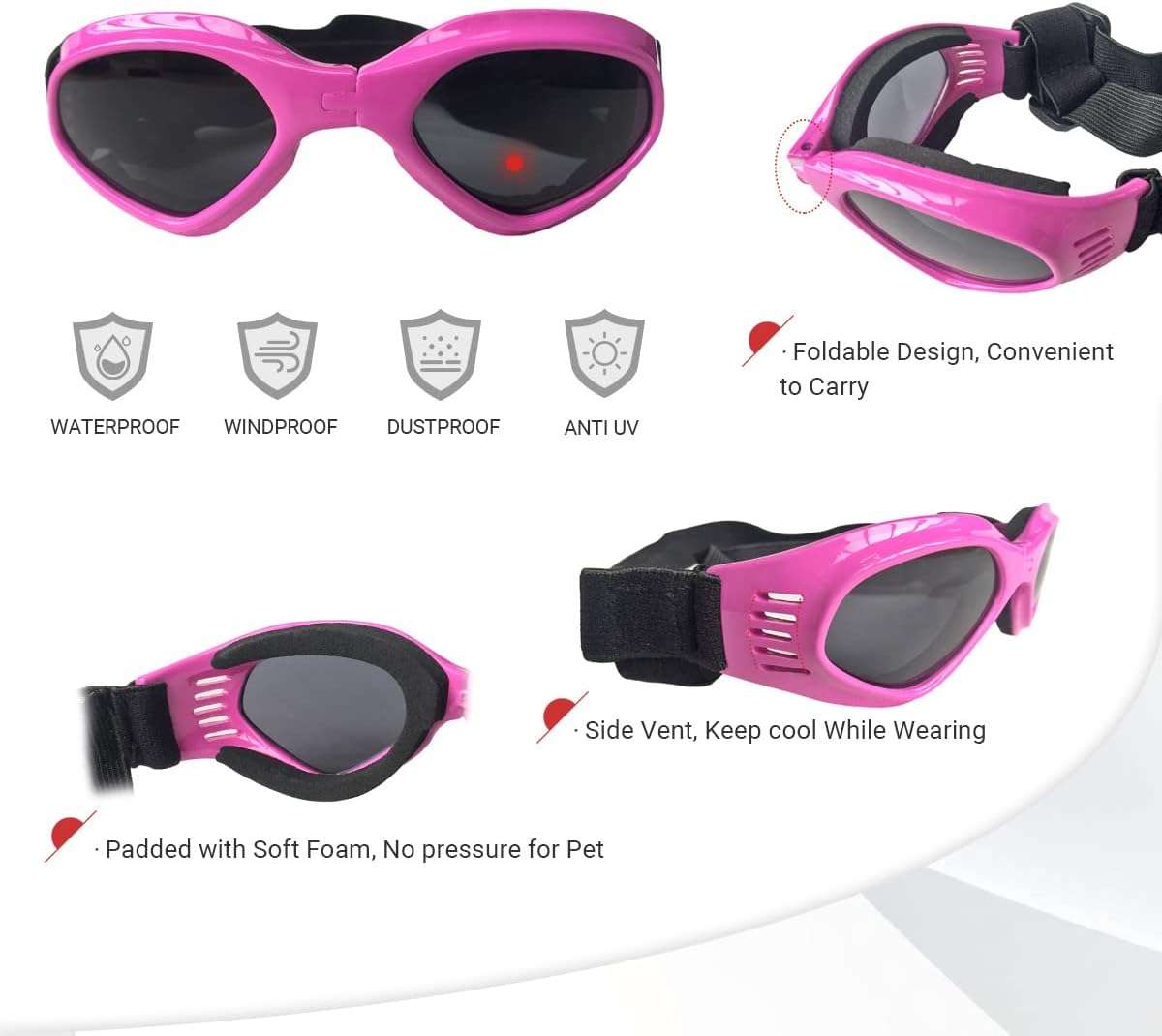 Gafas Antiparras Perros Medianos Schnauzer Beagle UV Auto - Imagen 7