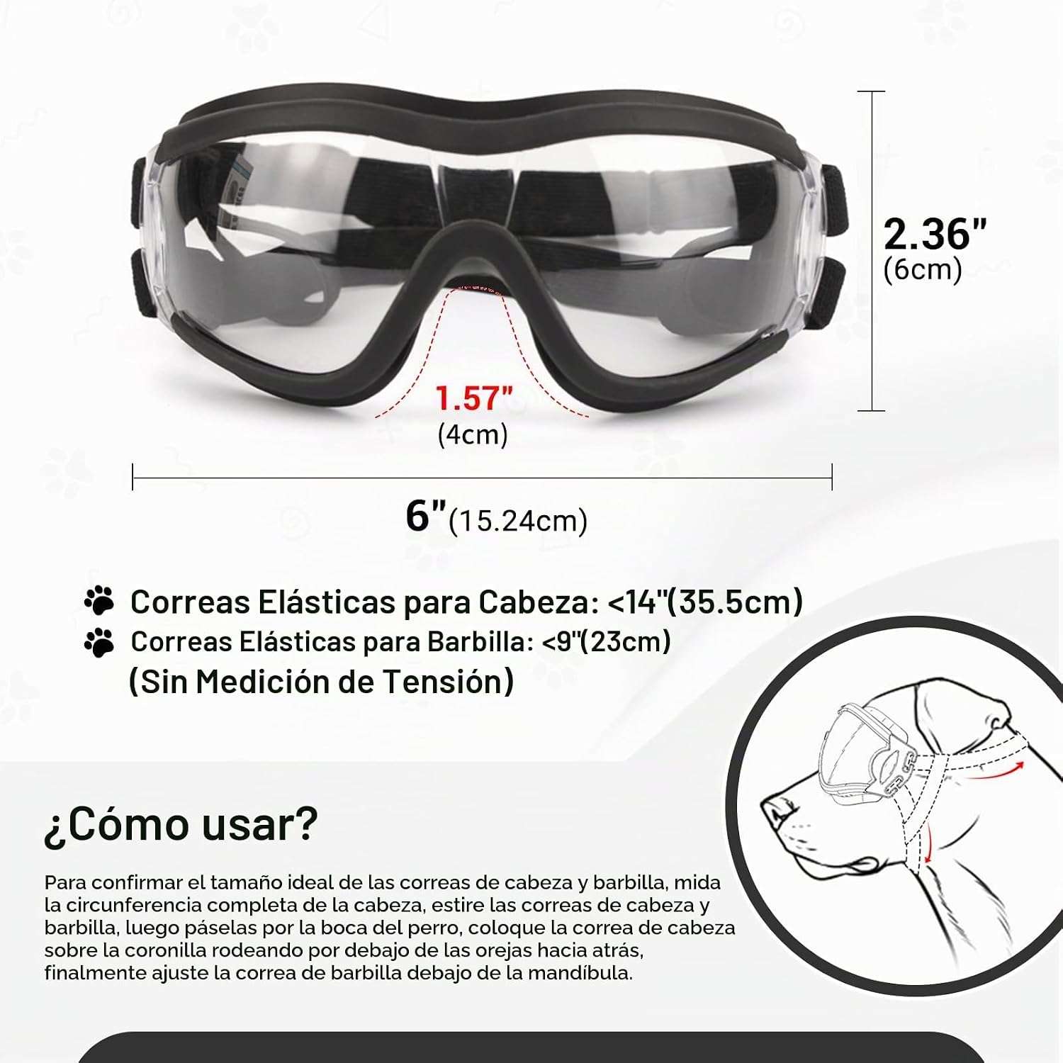 Gafas antiparras para perros medianos y grandes con proteccion UV y sistema antivaho.