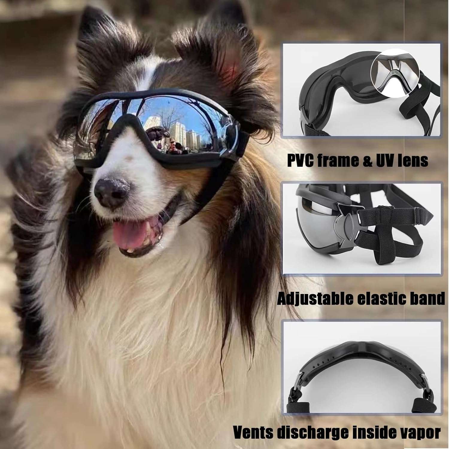 Gafas protectoras para perros con lentes antiarañazos y resistencia al agua para moto.