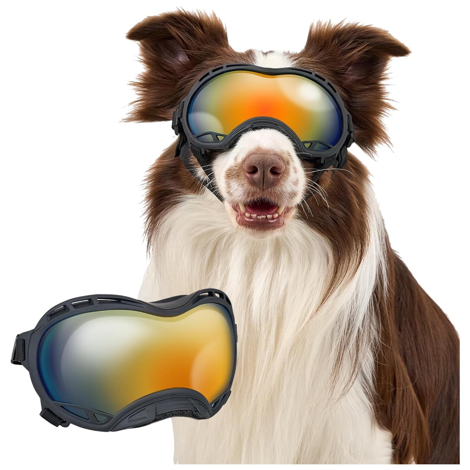 Gafas tacticas para perros con lentes de policarbonato y filtro UV400 para proteccion en exteriores.