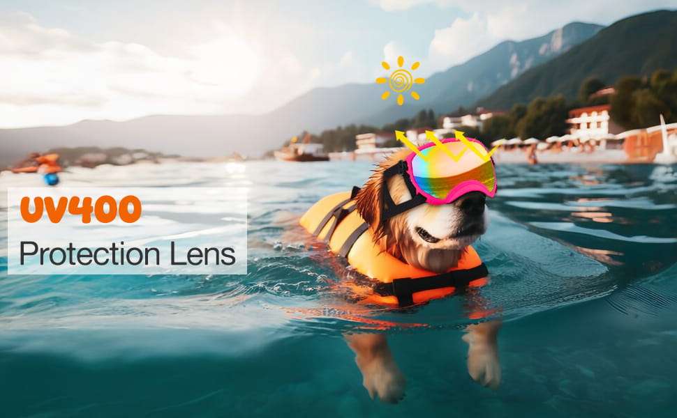 Gafas de sol para perros grandes y medianos con filtro UV400 ajustables para moto y playa.