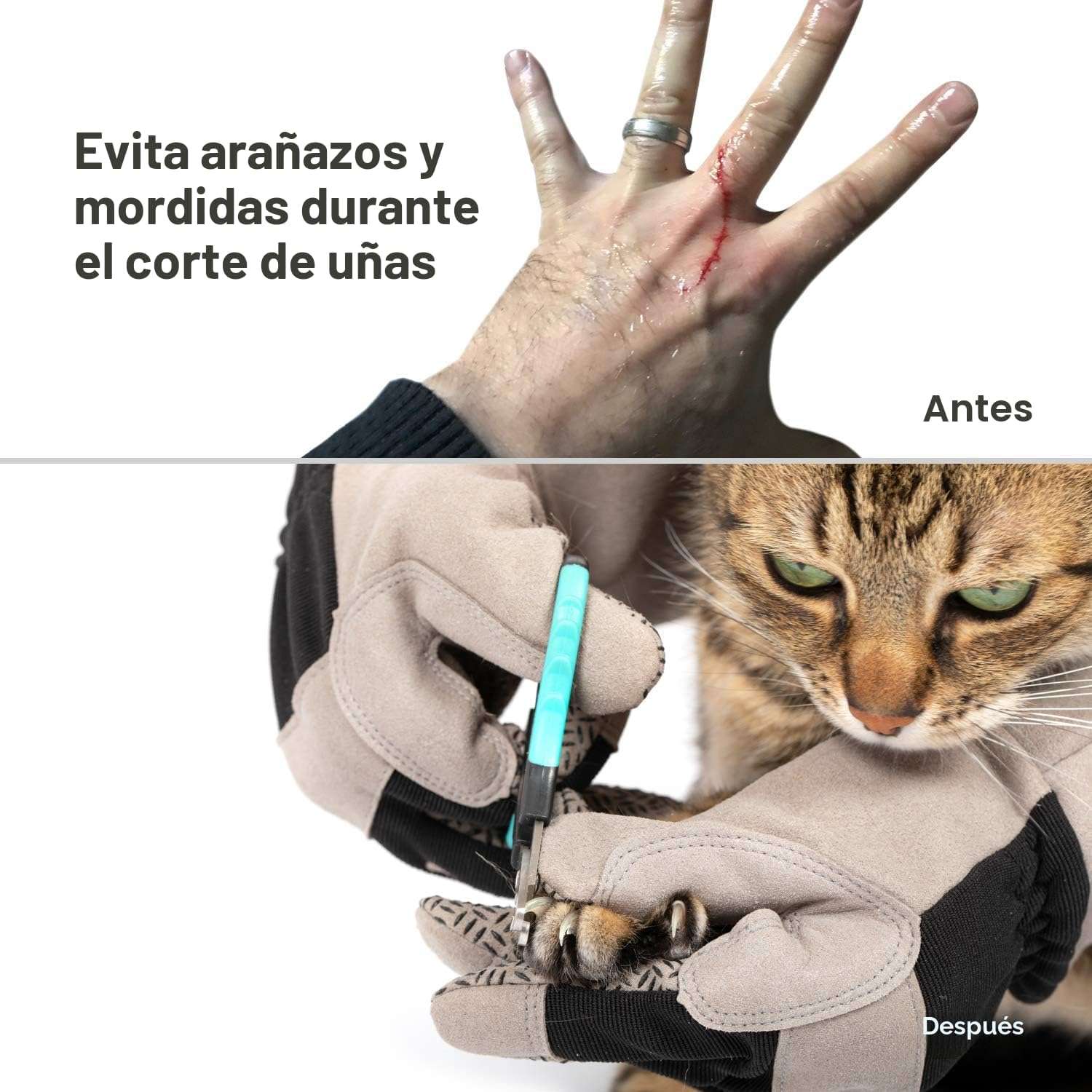 Guantes largos de proteccion e impermeables para el aseo y manejo seguro de mascotas.