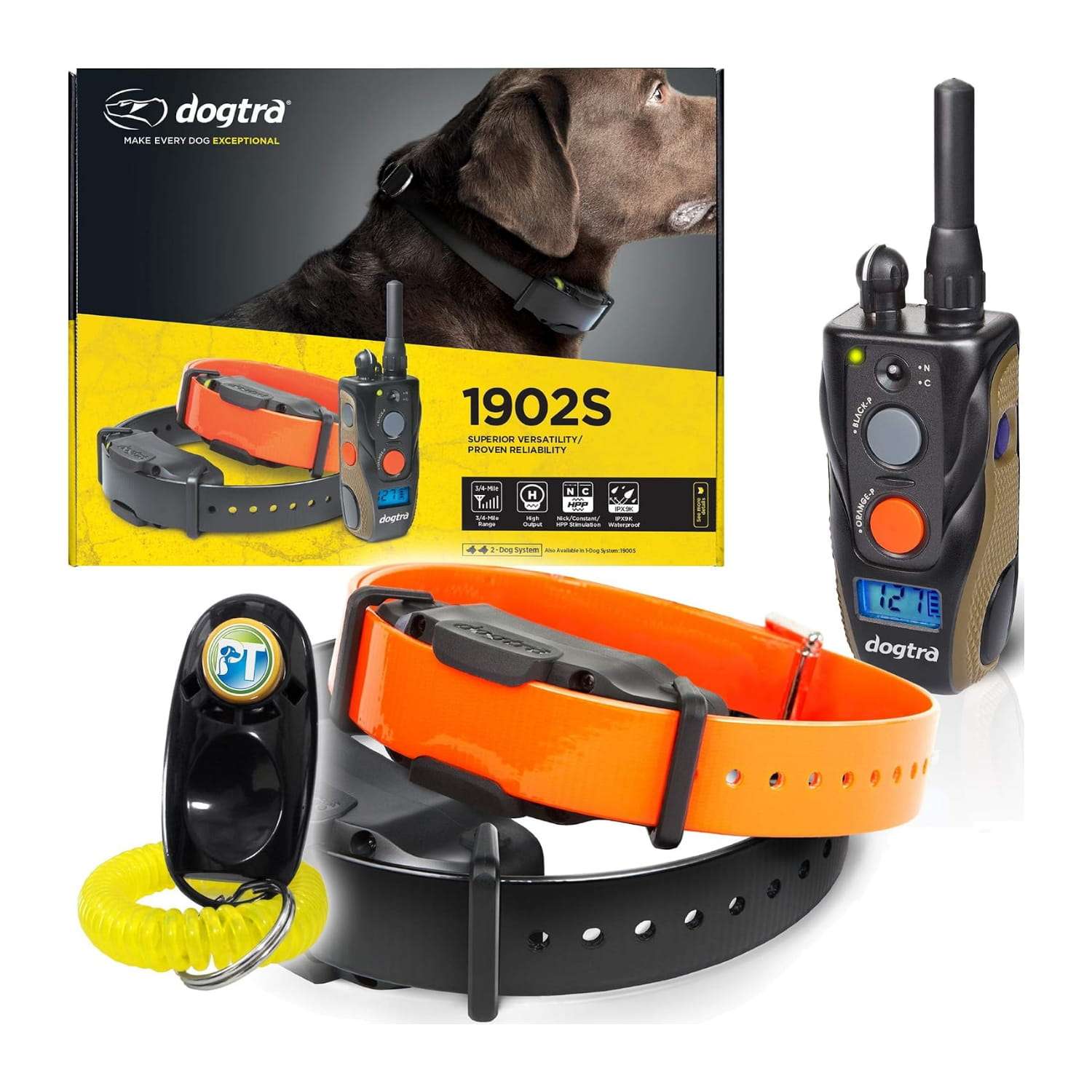 Kit de 2 collares de adiestramiento profesional K9 ergonomicos impermeable alcance 1200m.