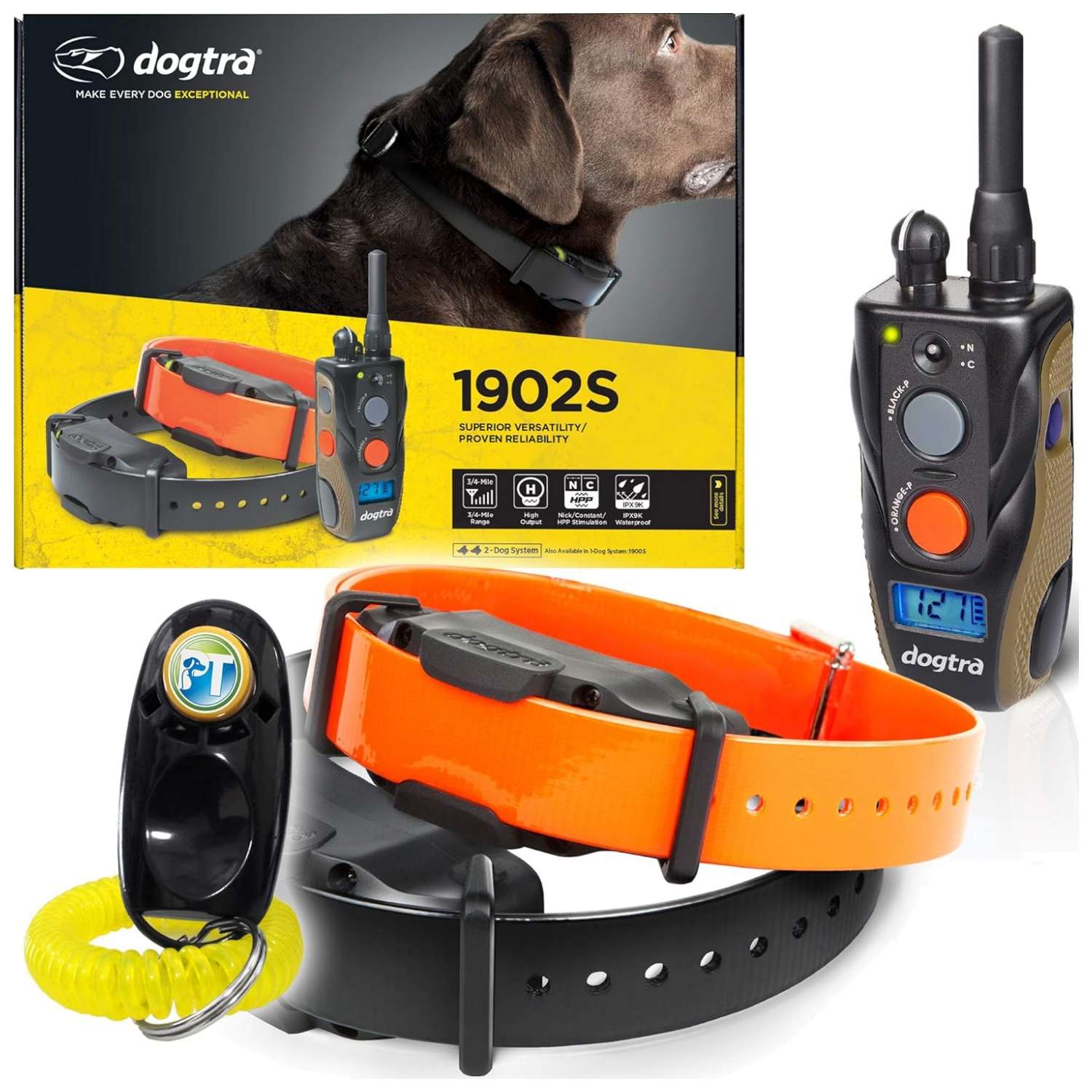 Kit de 2 collares de adiestramiento profesional K9 ergonomicos impermeable alcance 1200m.