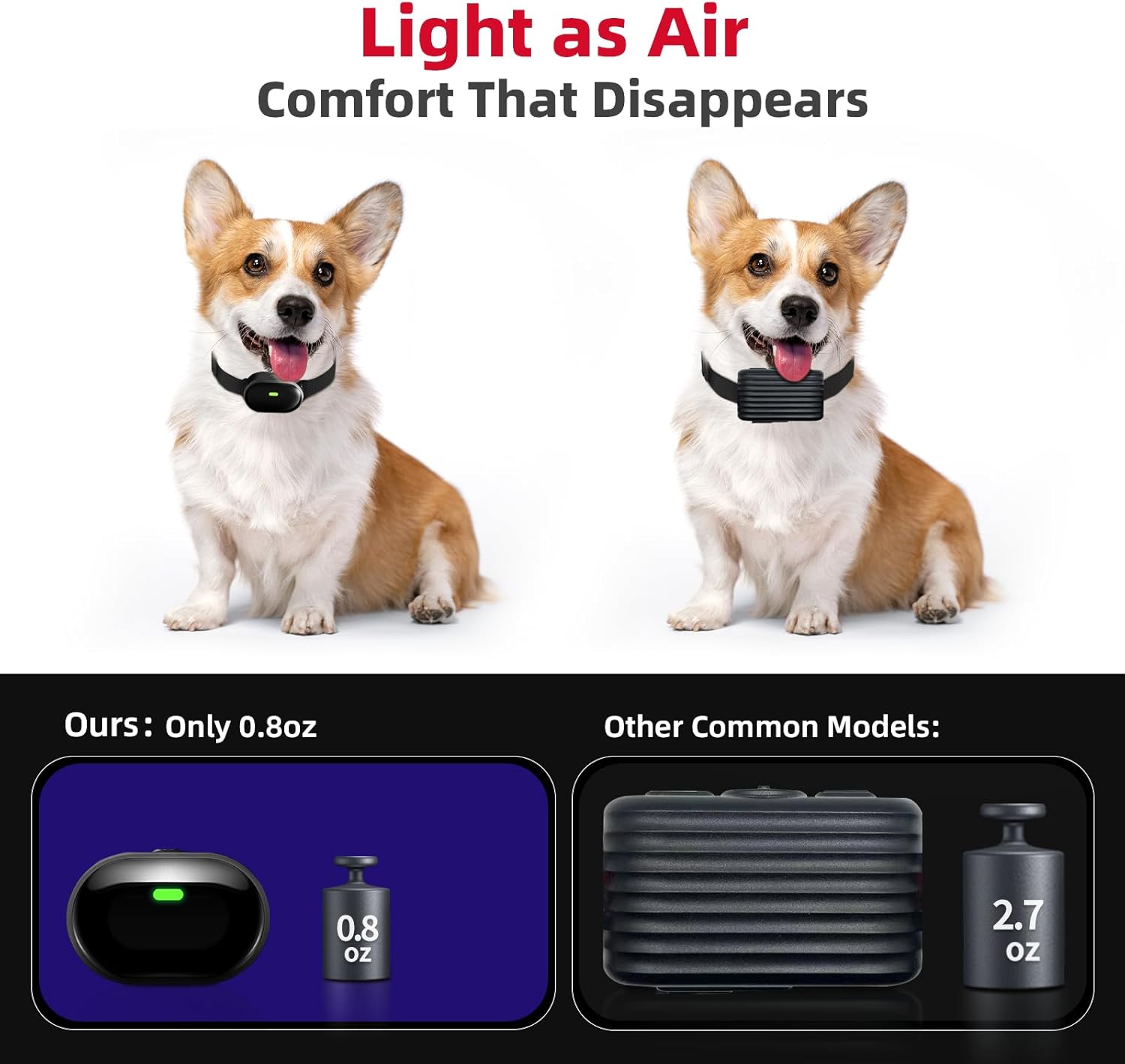 Kit de 2 collares de adiestramiento ultraligeros para perros pequeños con vibracion impermeable IPX7.