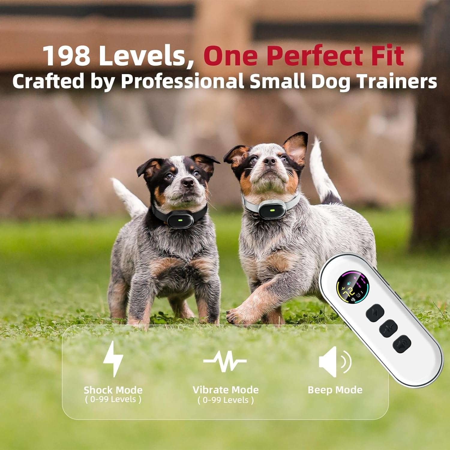 Kit de 2 collares de adiestramiento ultraligeros para perros pequeños con vibracion impermeable IPX7.