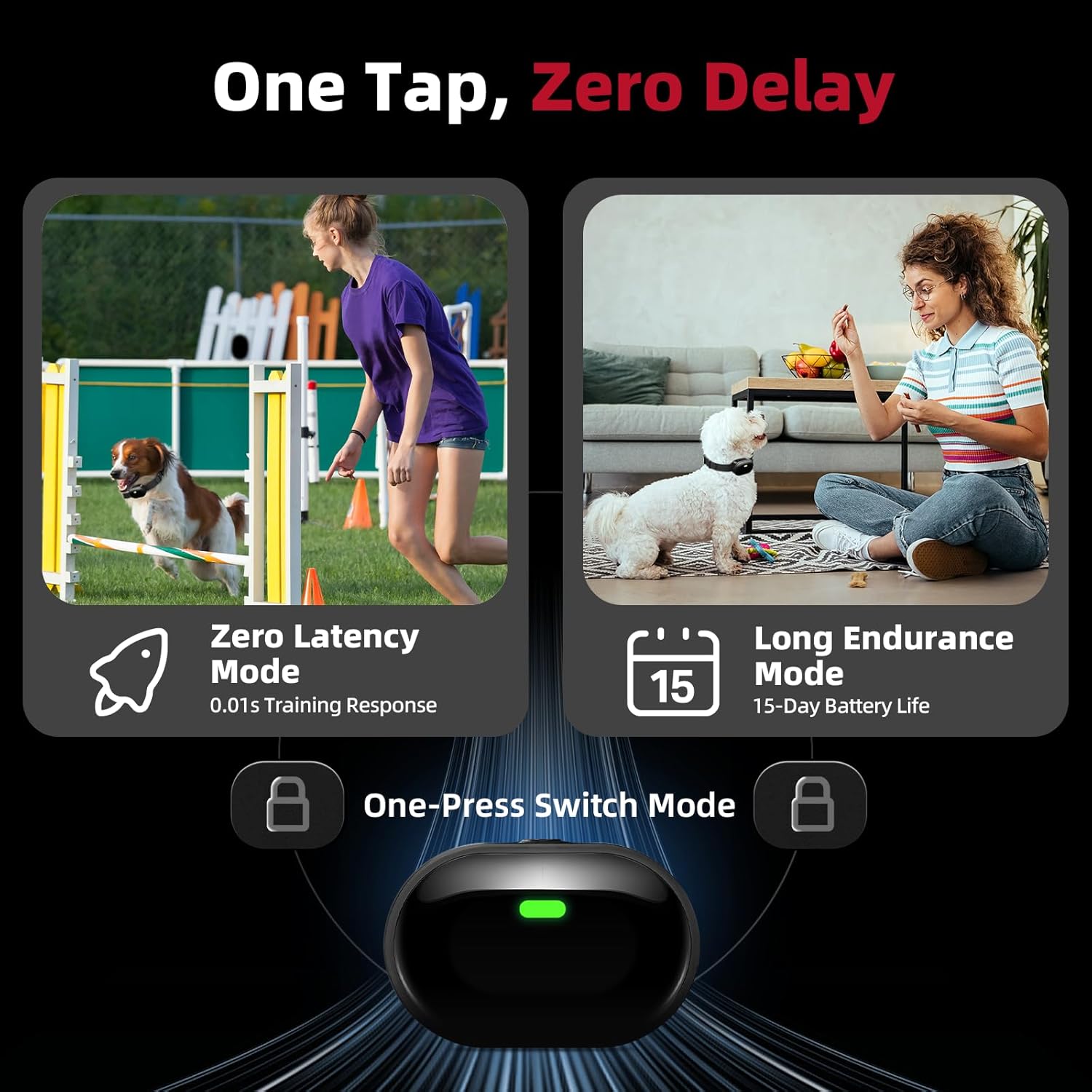 Kit de 2 collares de adiestramiento ultraligeros para perros pequeños con vibracion impermeable IPX7.