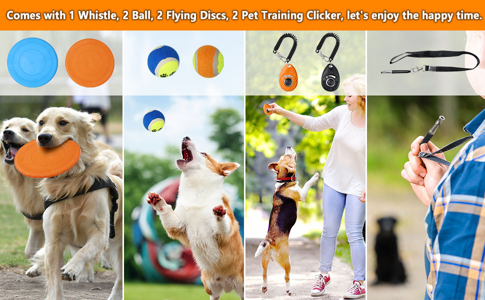 Kit de agility naranja para perros con circuito completo de tunel slalom y vallas. Incluye juguetes y clickers de entrenamiento.