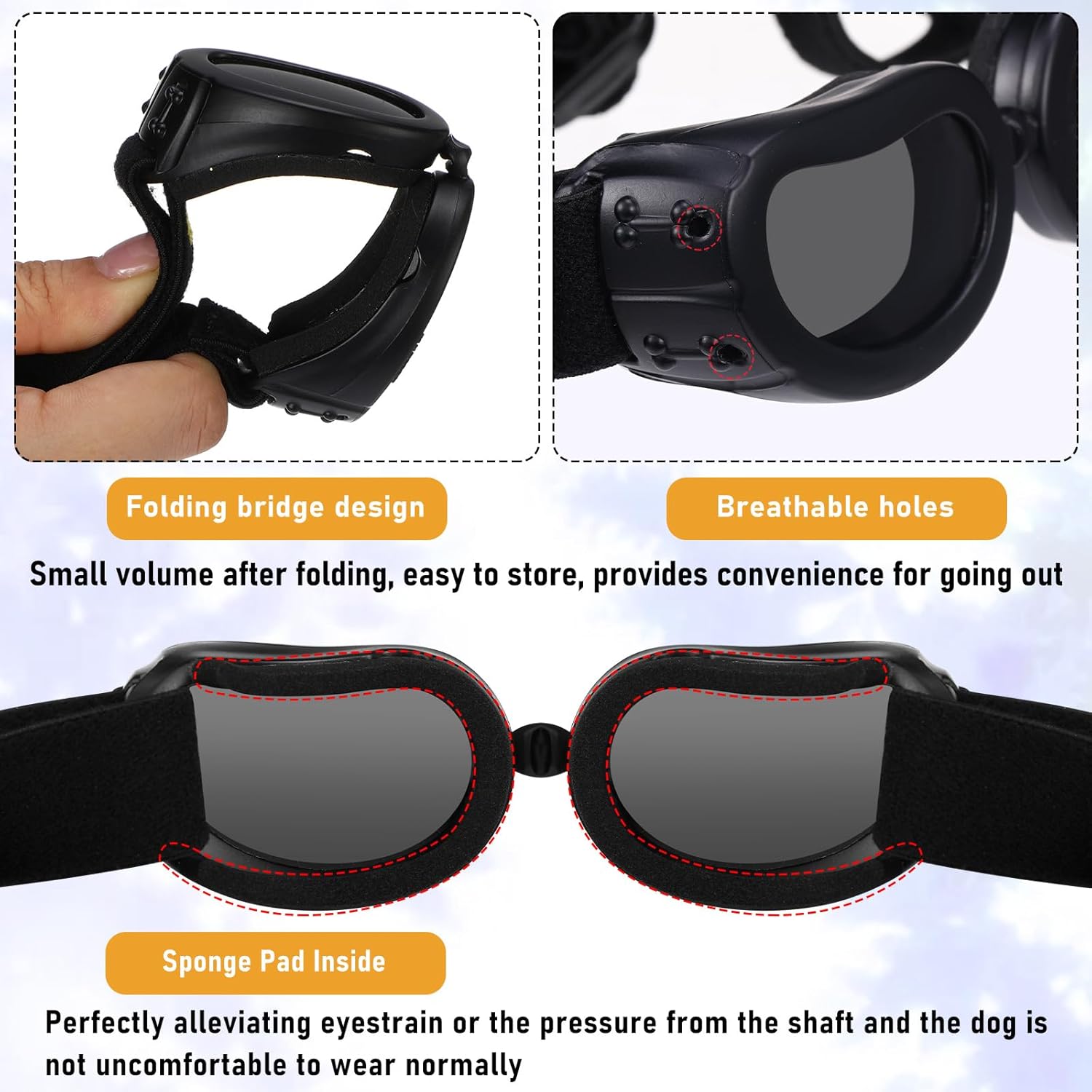 Kit de casco de moto y lentes antiparras para perros ajustable con proteccion UV.