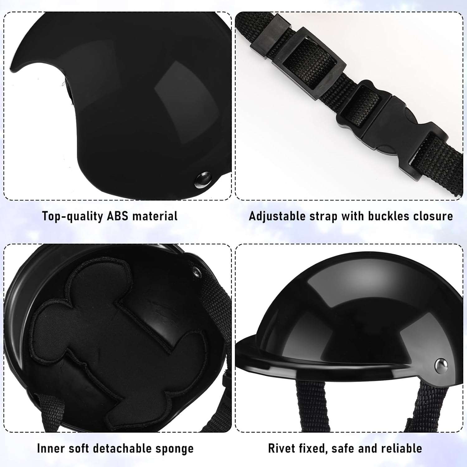 Kit de casco de moto y lentes antiparras para perros ajustable con proteccion UV.
