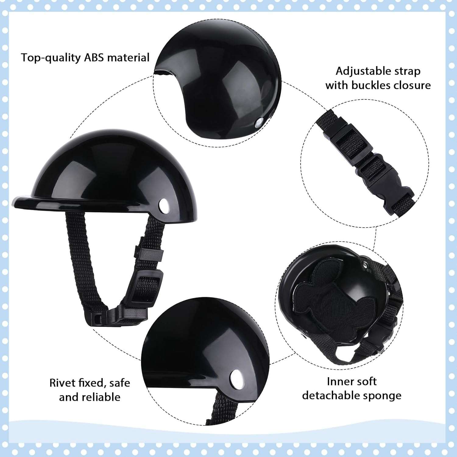 Kit de casco de moto y lentes antiparras para perros ajustable con proteccion UV.