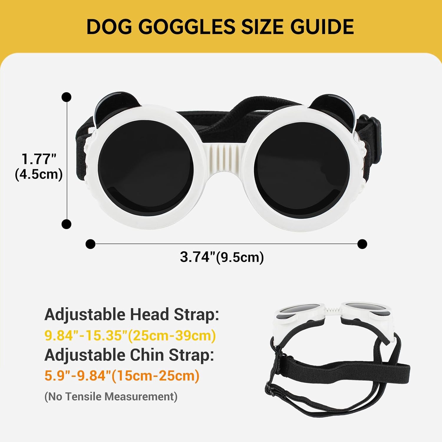 Kit de seguridad para mascotas mini con casco de orejas descubiertas y antiparras UV.