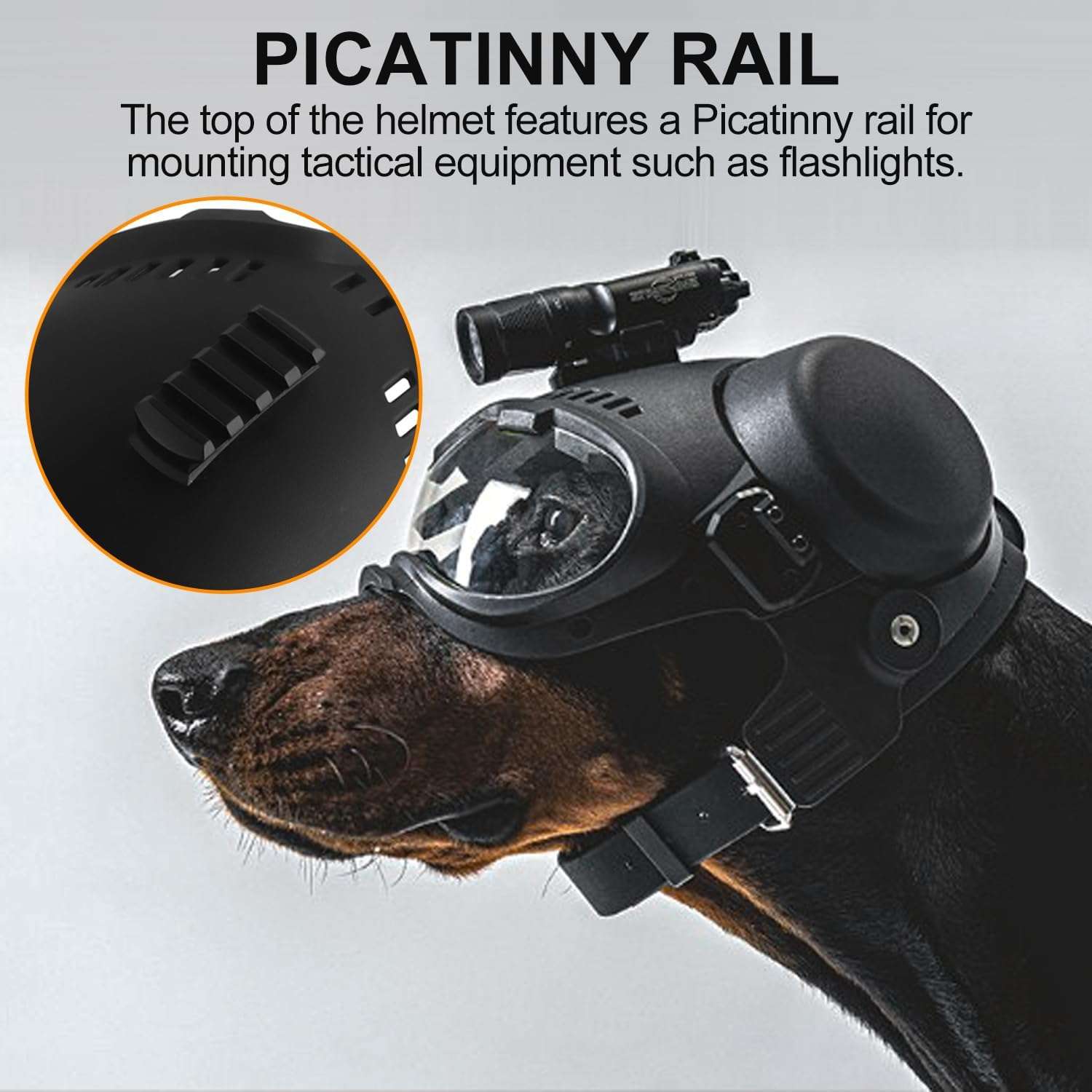 Kit tactico de casco con orificios para orejas y antiparras de proteccion UV para perros medianos.