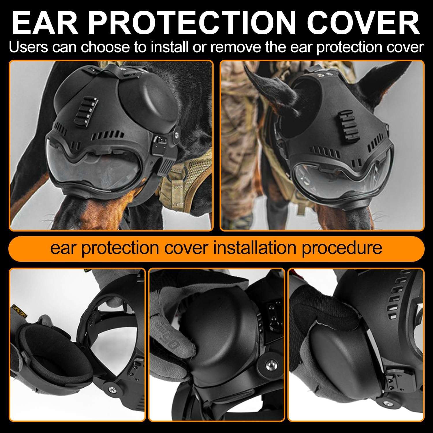 Kit tactico de casco con orificios para orejas y antiparras de proteccion UV para perros medianos.