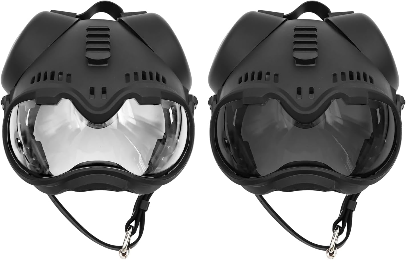 Kit tactico de casco con orificios para orejas y antiparras de proteccion UV para perros medianos.