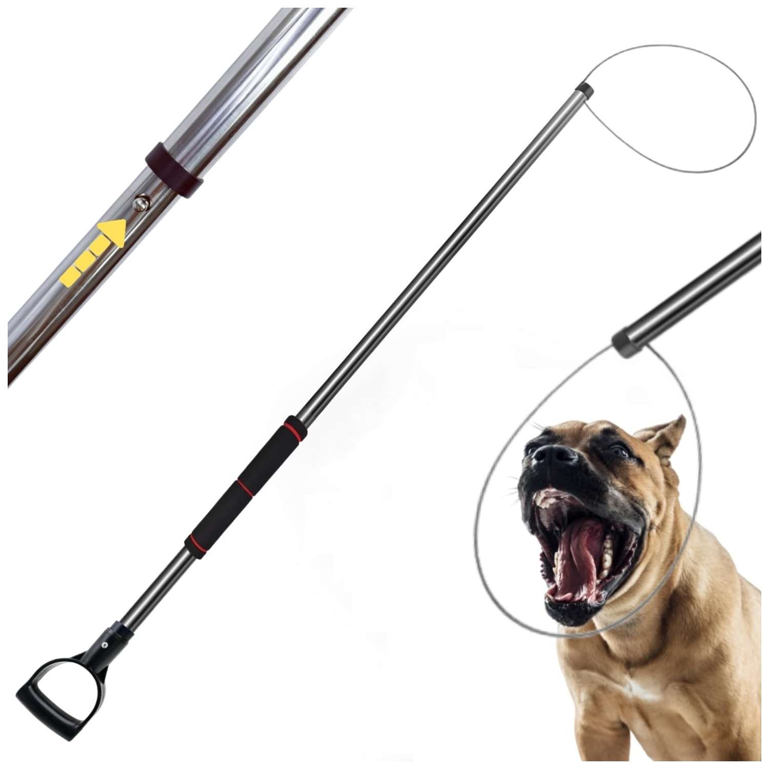 Lazo de captura y control animal de 152 a 234 cm. Pertiga resistente para manejo de perros gatos y fauna silvestre.
