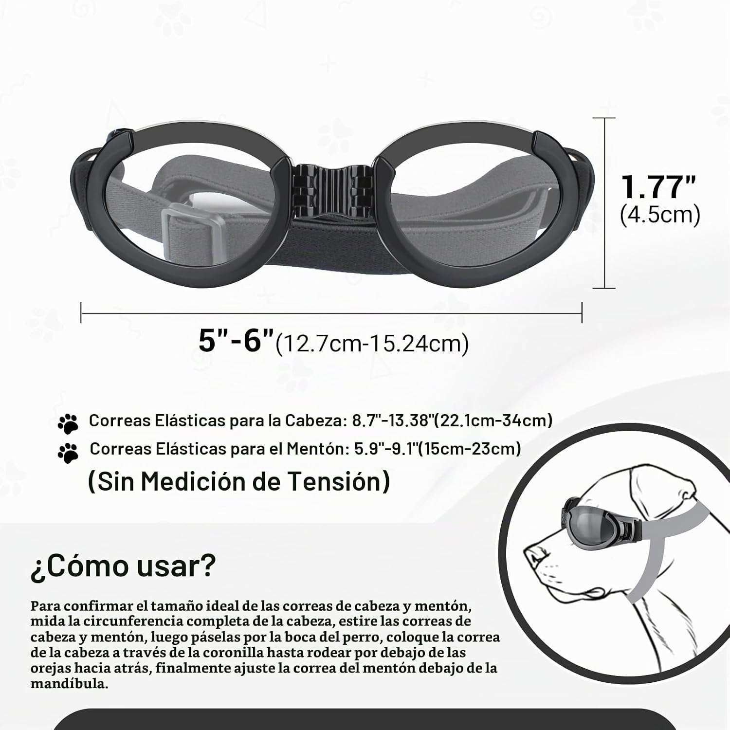 Lentes antiparras para perros con micas intercambiables transparente y oscura proteccion UV.